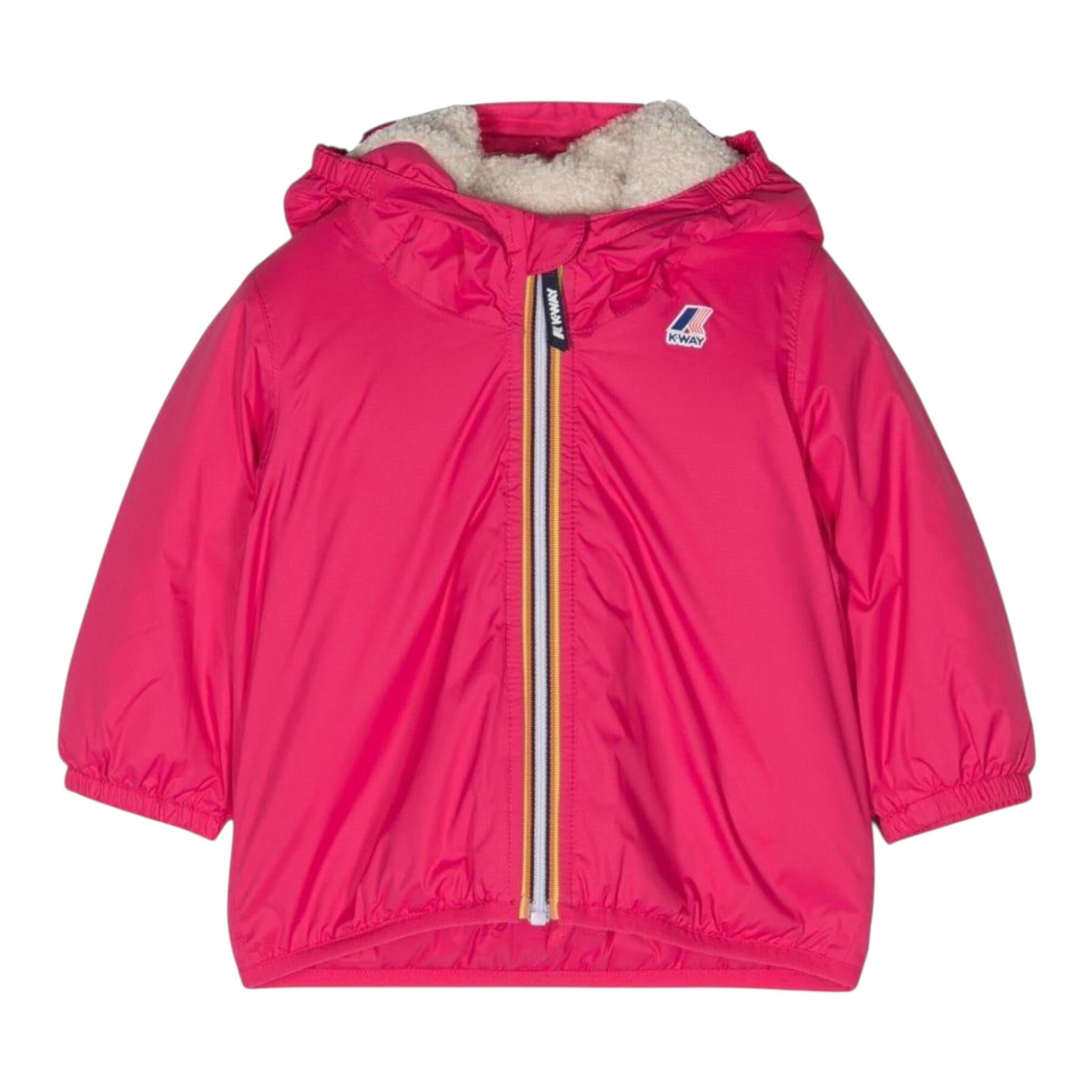 K-WAY giubbino tinta unita con cappuccio in contrasto Fuxia per Bambina K61157WAJXX FUXIA K-WAY