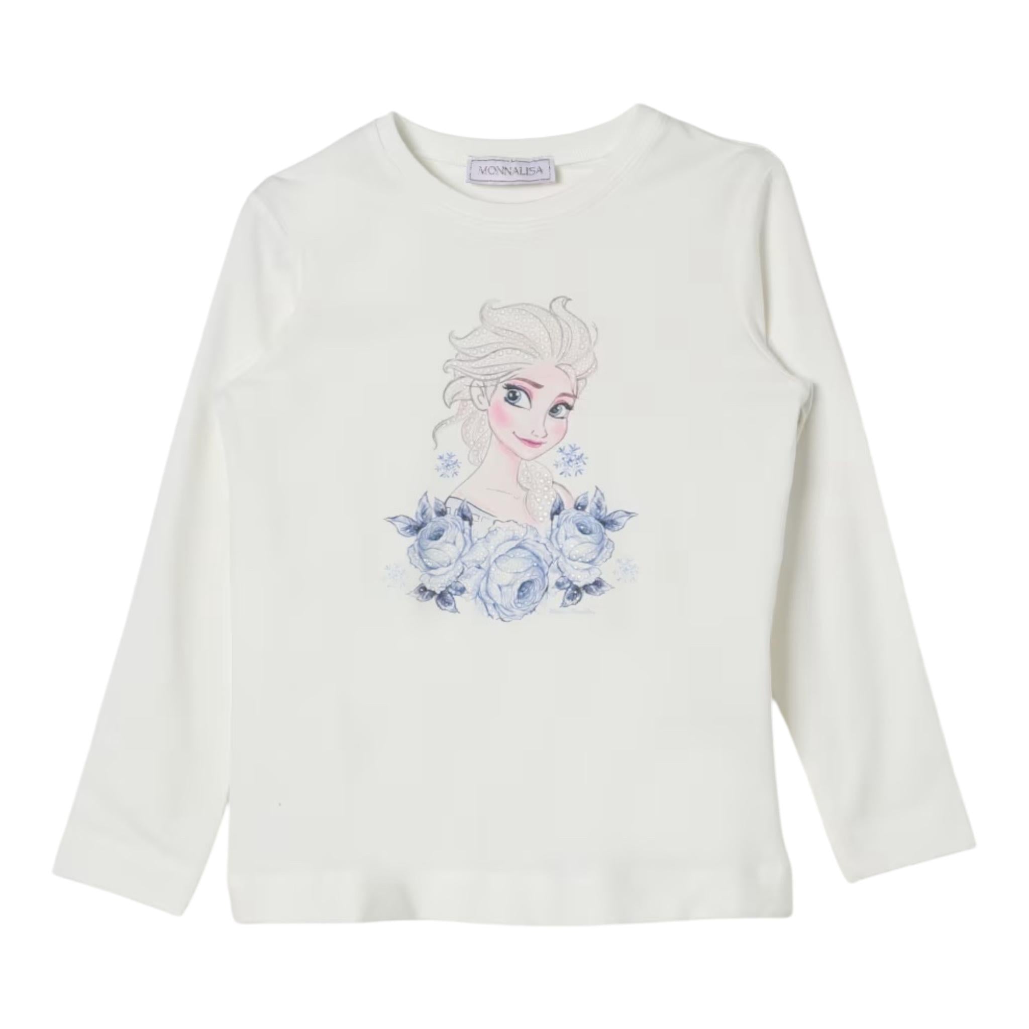 MONNALISA shirt girocollo tinta unita cn stampa frozen Bianco per Neonata 19D610N BIANCO MONNALISA