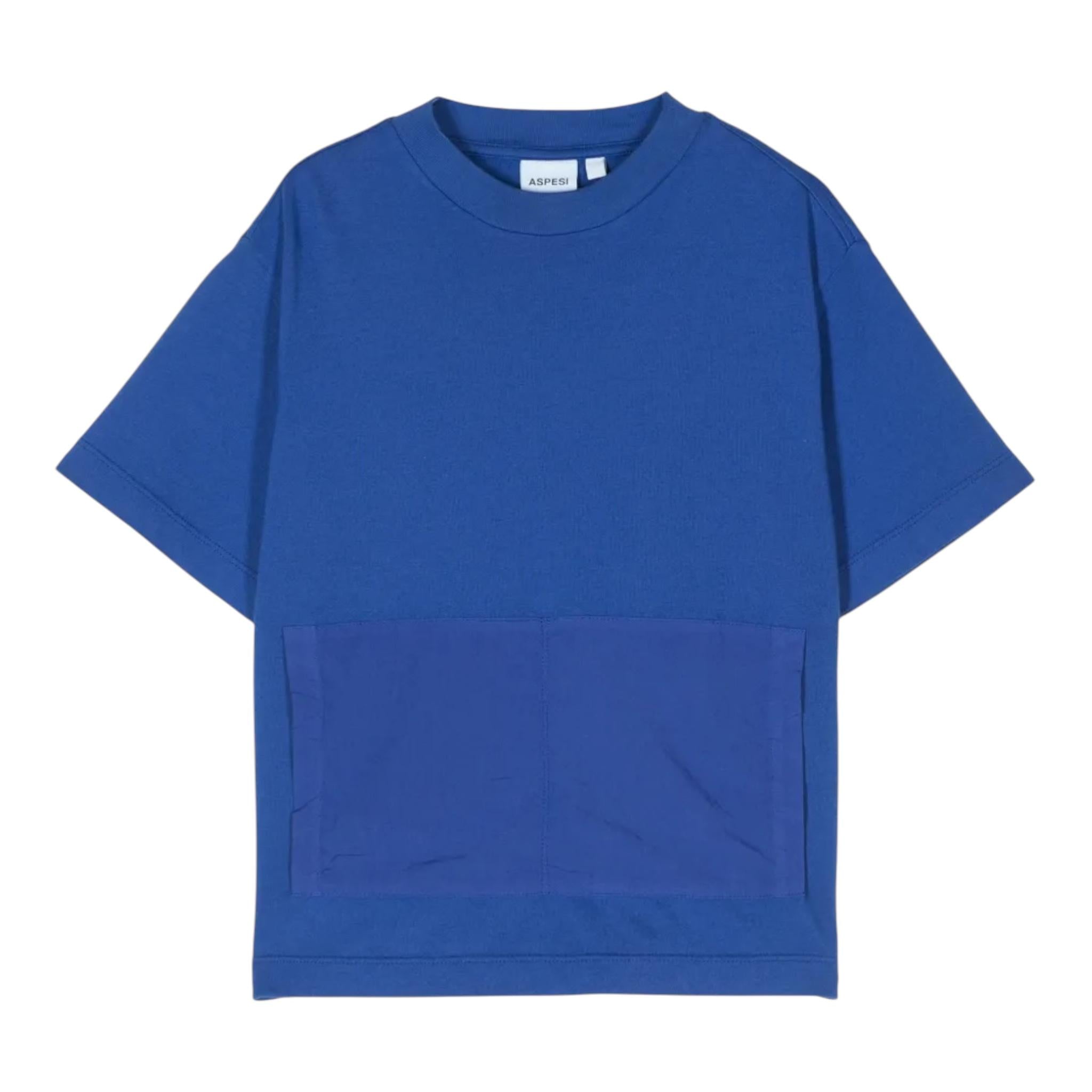 ASPESI t-shirt girocollo tinta unita con taschino Cobalto per Bambino F24038TSM70388 COBALTO ASPESI