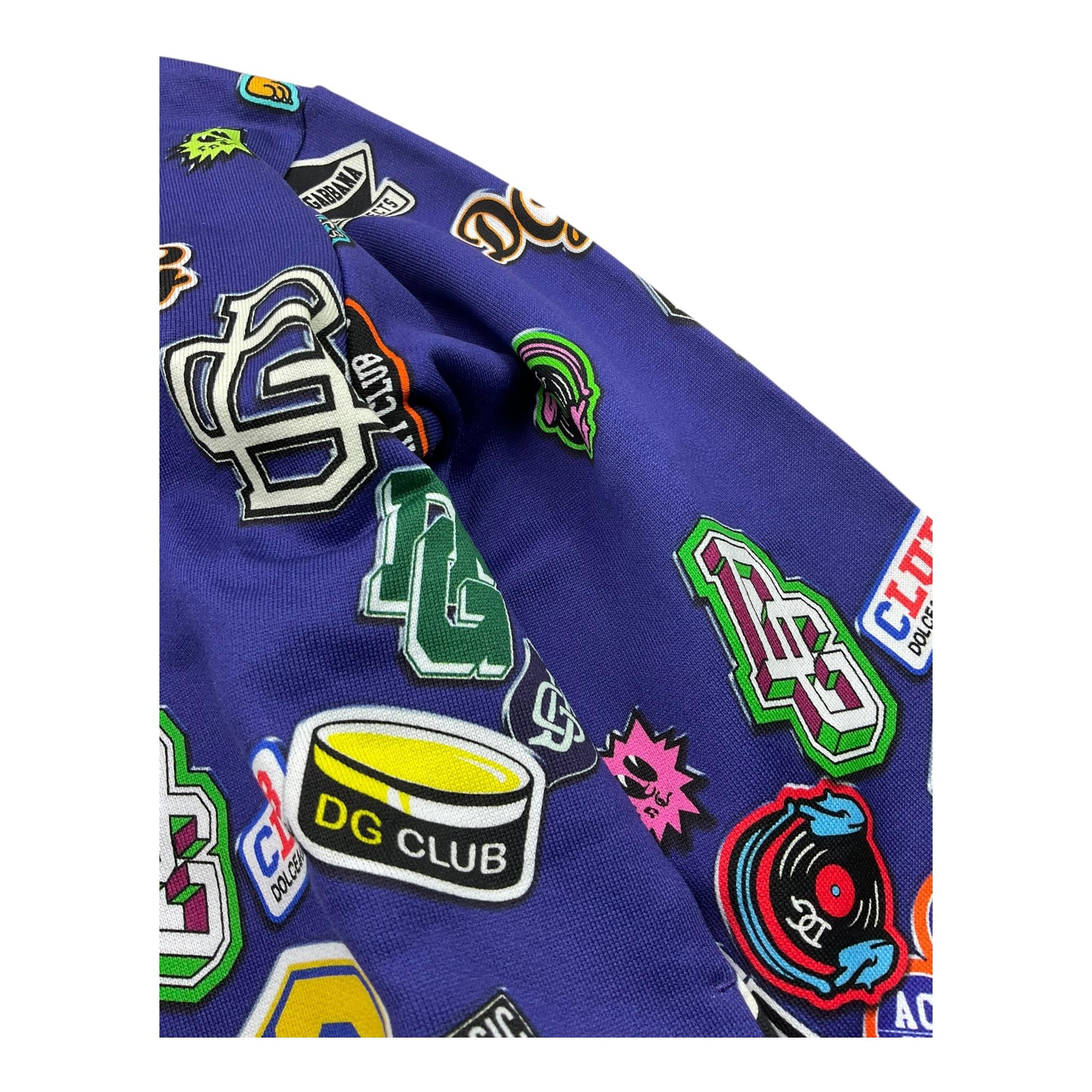 DOLCE & GABBANA felpa tinta unita con zip cappuccio e stampa Blu per Bambino L4JWFN BLU DOLCE & GABBANA
