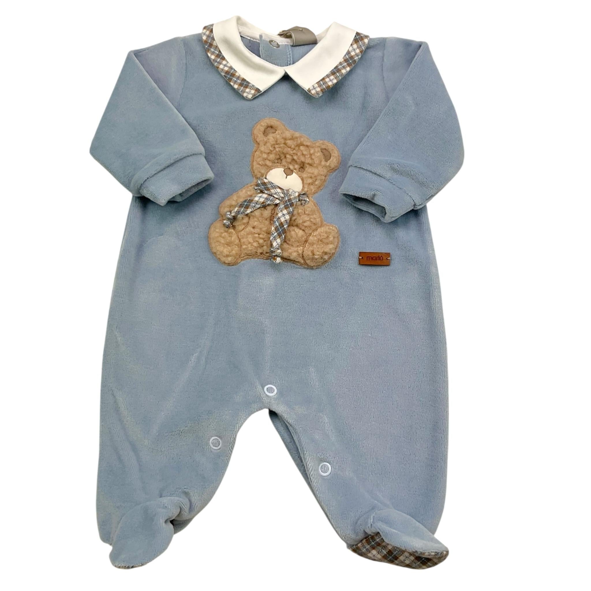 MARLU' tutina tinta unita con stampa Azzurro per Neonato IG5514M AZZURRO MARLU'