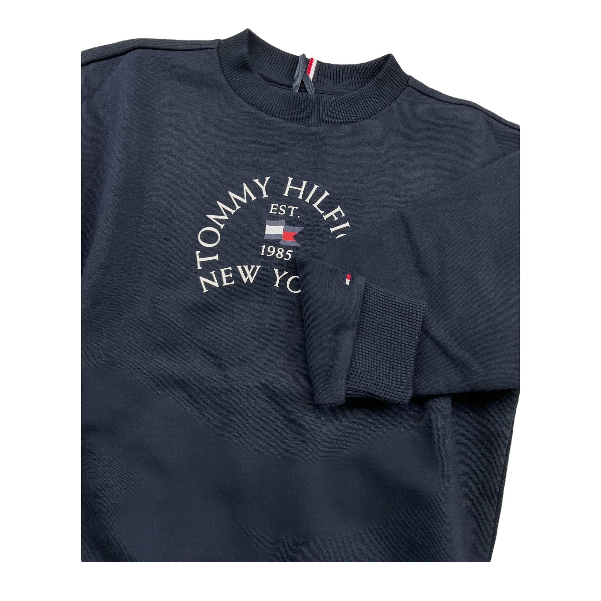 TOMMY HILFIGER felpa girocollo tinta unita con logo Blu per Bambino KB0KB09192X BLU TOMMY HILFIGER