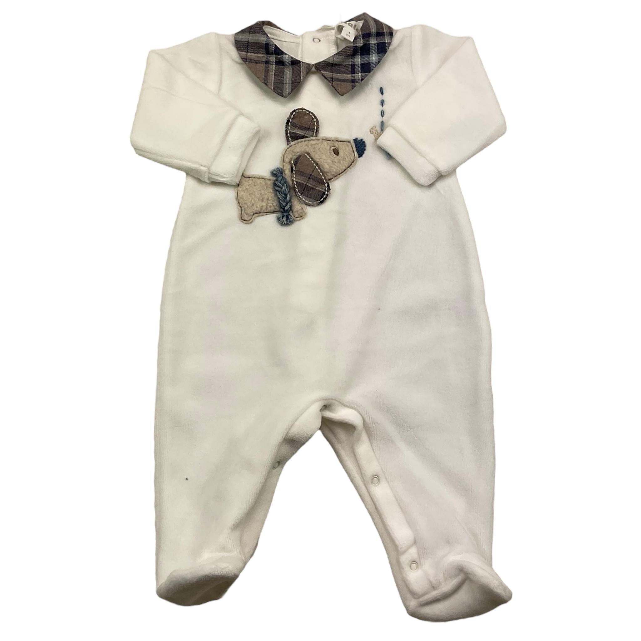 LALALU' tutina manica lunga in ciniglia con stampa in contrasto Bianco per Neonato TCL3N BIANCO LALALU'