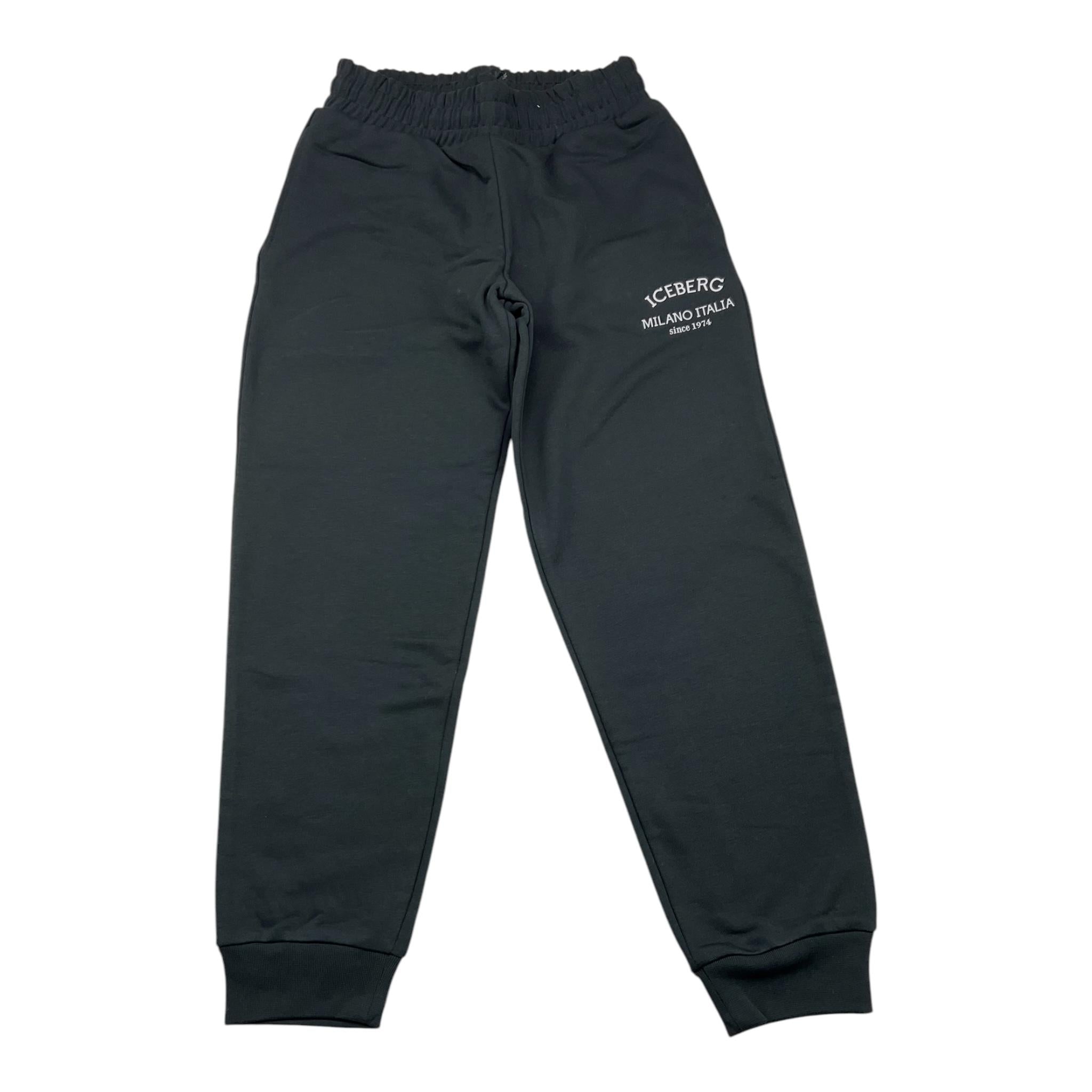 ICEBERG pantalone tuta tinta unita con stampa Nero per Bambino PFICE5316J NERO ICEBERG