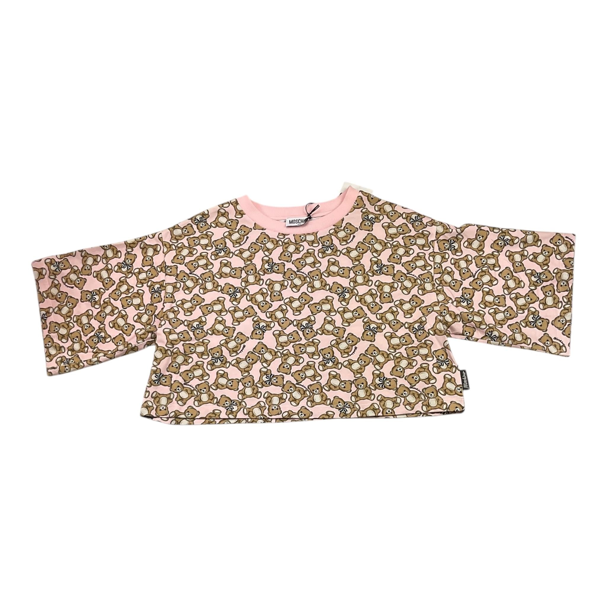 MOSCHINO t-shirt tinta unita modello crop con stampa Rosa per Bambina HBM062 ROSA MOSCHINO