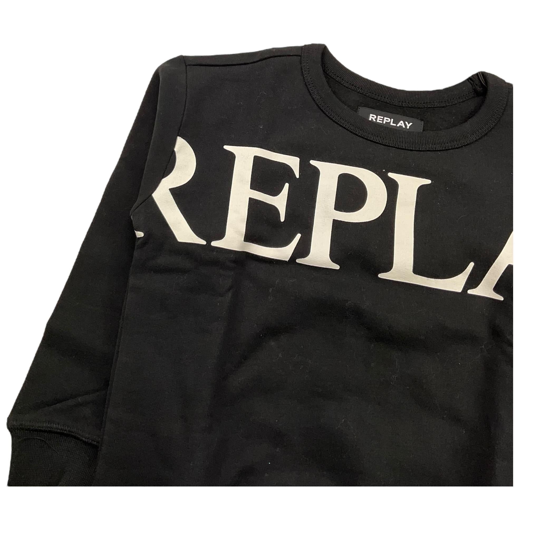 REPLAY felpa chiusa gircollo tinta unita con logo Nero per Bambino SB2064 NERO REPLAY