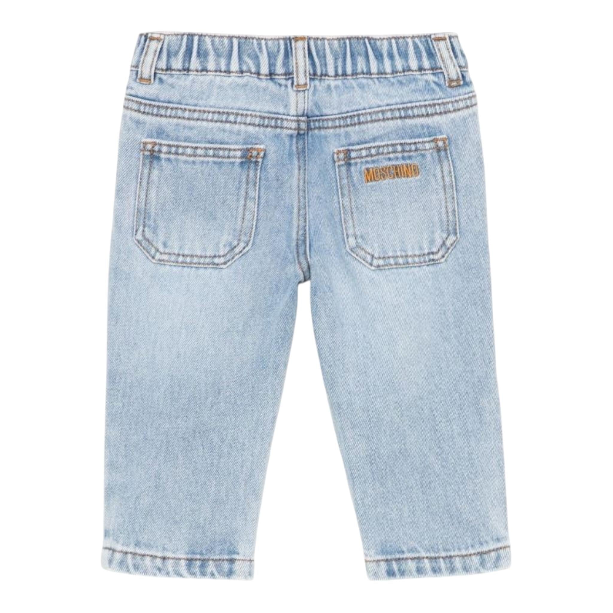 MOSCHINO jeans tinta unita con elastico in vita Azzurro per Bambino MUP054J AZZURRO MOSCHINO