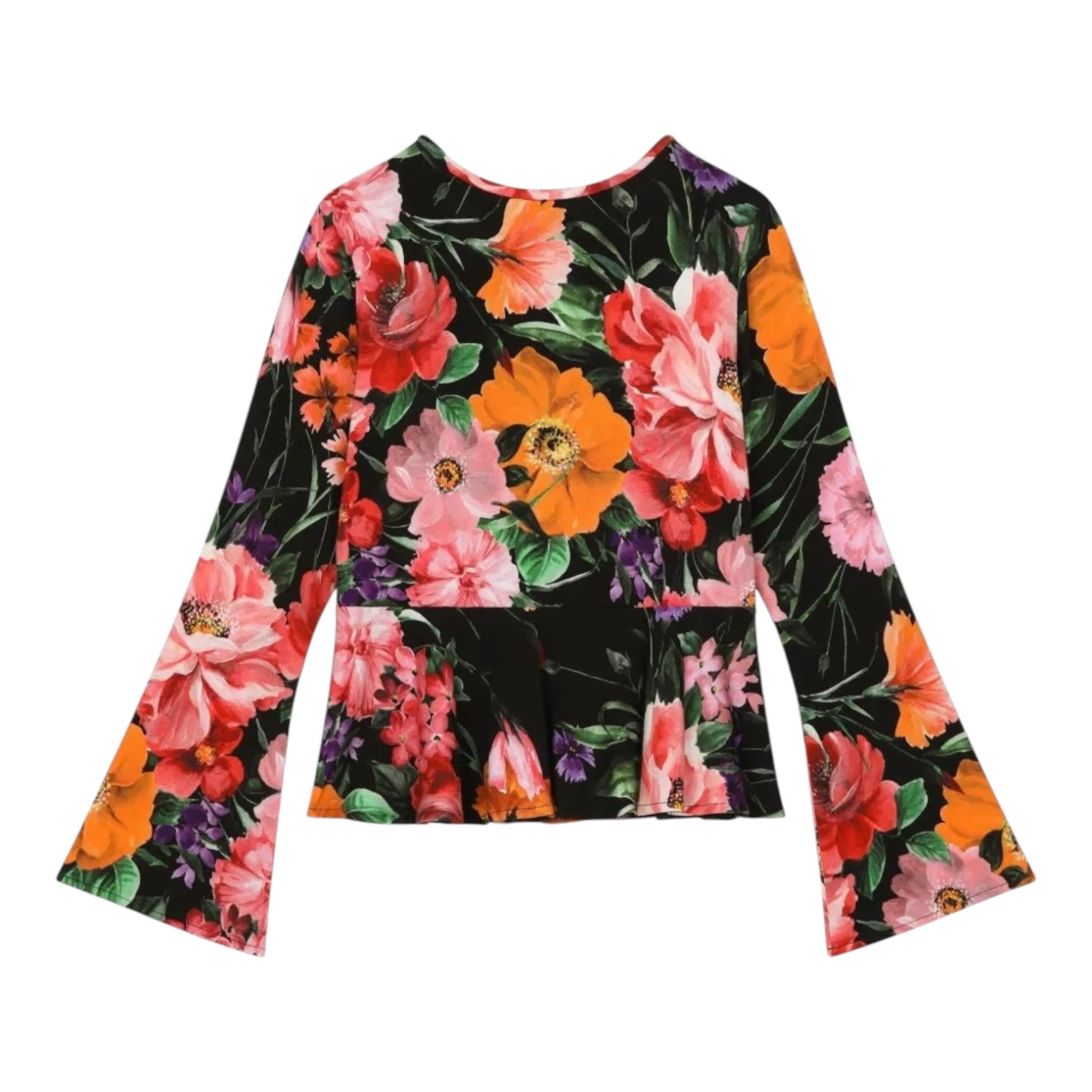 DOLCE & GABBANA shirt tinta unita girocollo con stampa Nero per Bambina L5JTOC NERO DOLCE & GABBANA