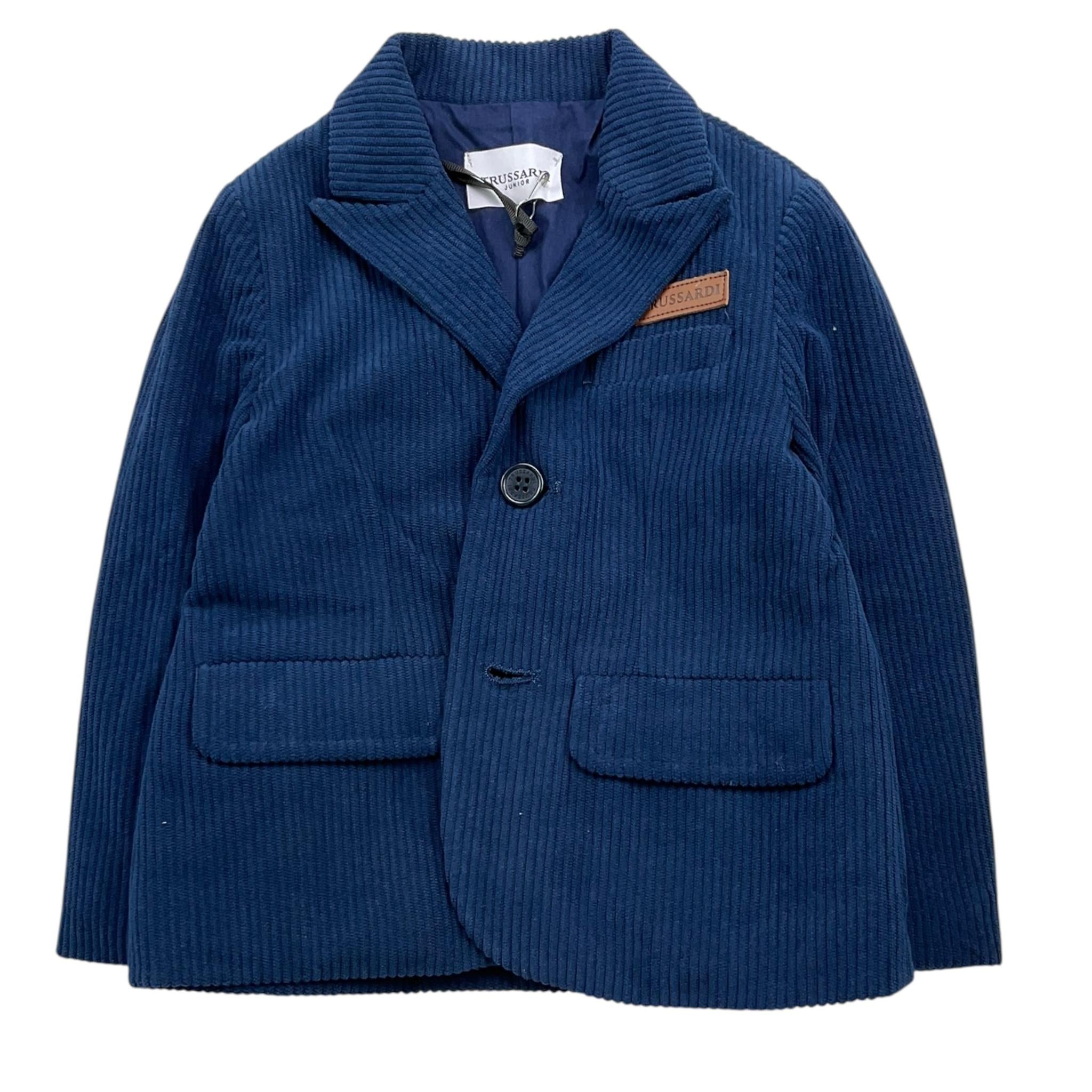 TRUSSARDI giacca tinta unita a costine Blu per Neonato TIA24072GC BLU TRUSSARDI