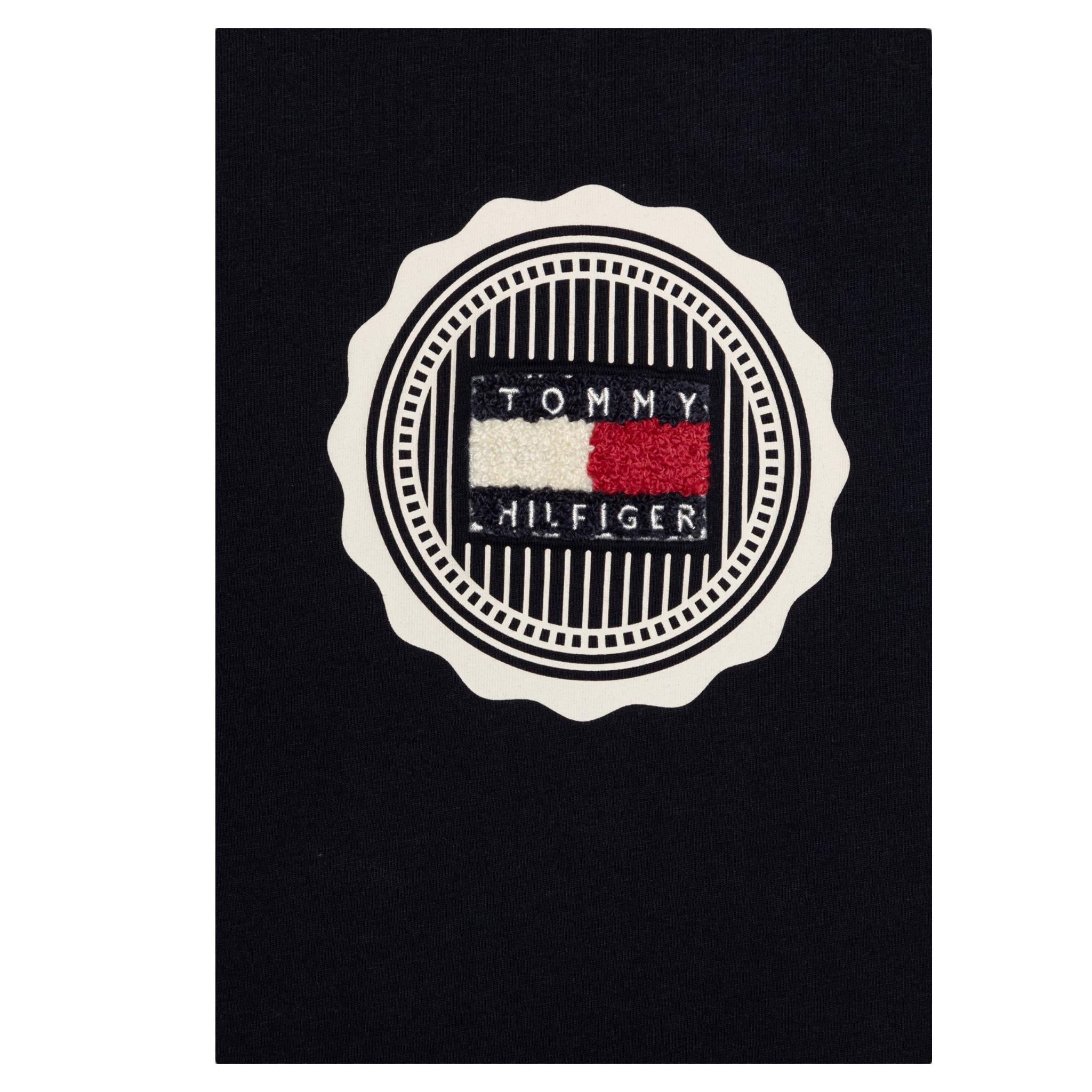 TOMMY HILFIGER t-shirt girocollo tinta unita con stampa logo Blu per Bambino KB0KB08662 BLU TOMMY HILFIGER