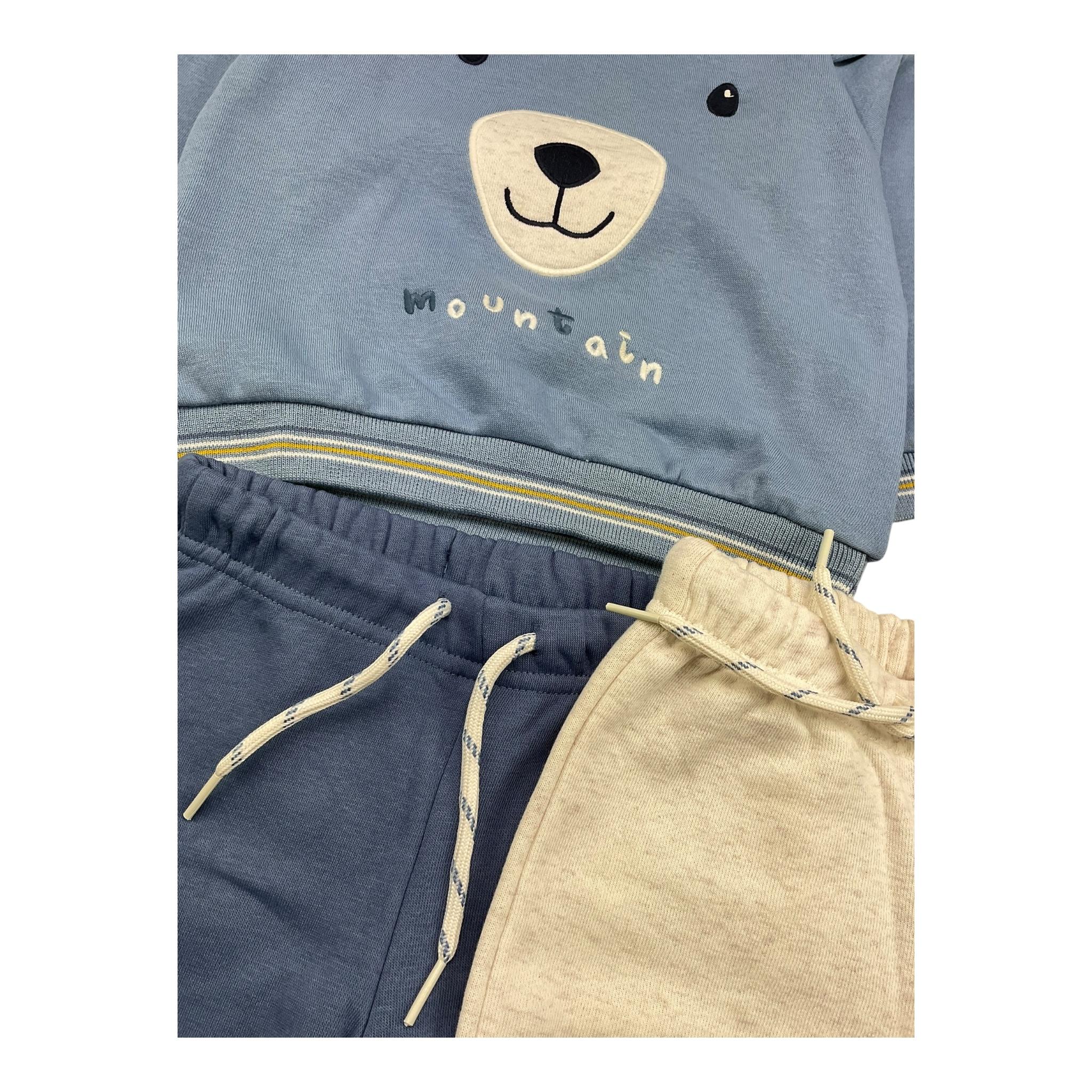 MAYORAL completo 3 pezzi felpa-2 pantaloni Celeste per Neonato 2820 CELESTE MAYORAL
