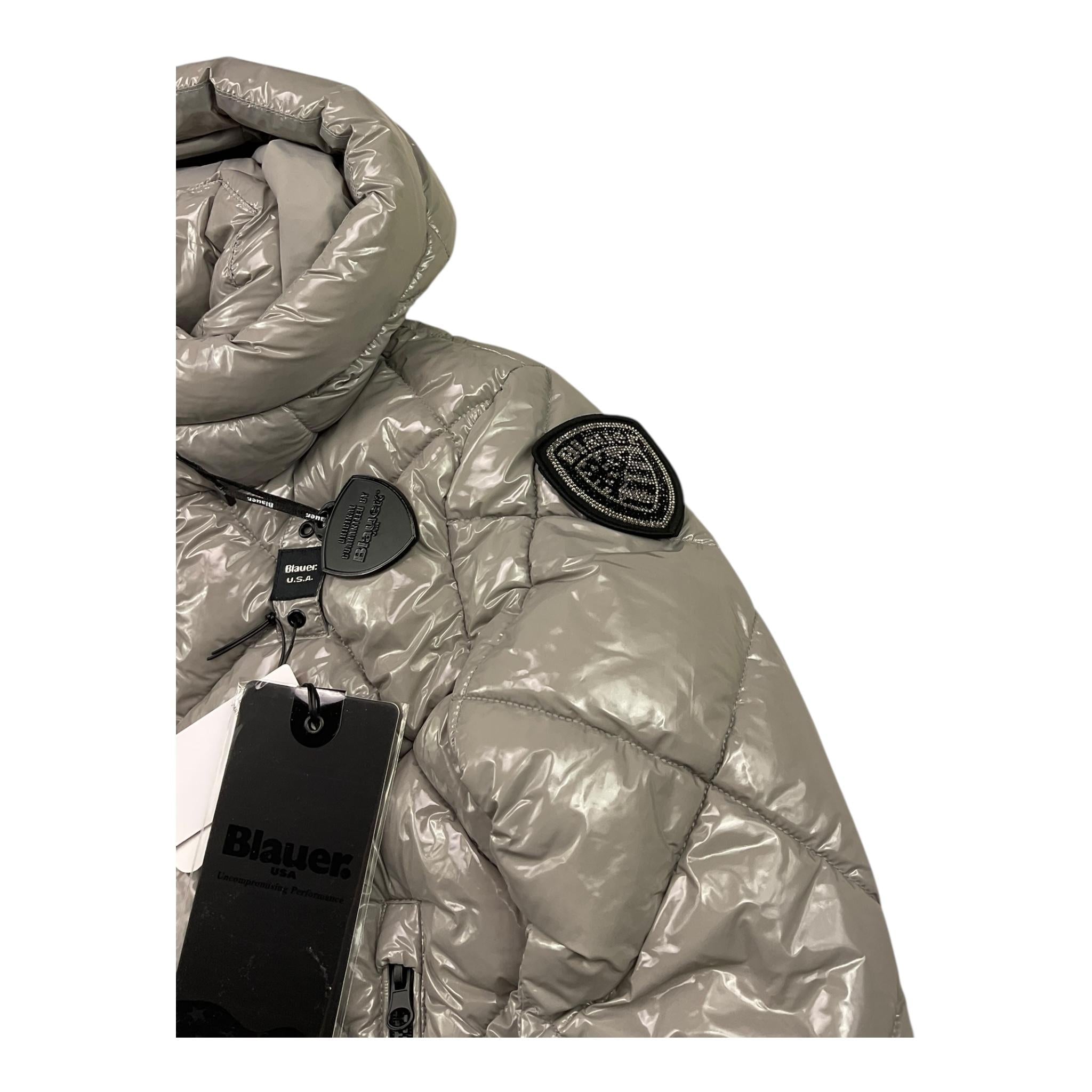 BLAUER giubbino tinta unita con cappuccio lucido Grigio per Bambina 24WBLGC0 GRIGIO BLAUER