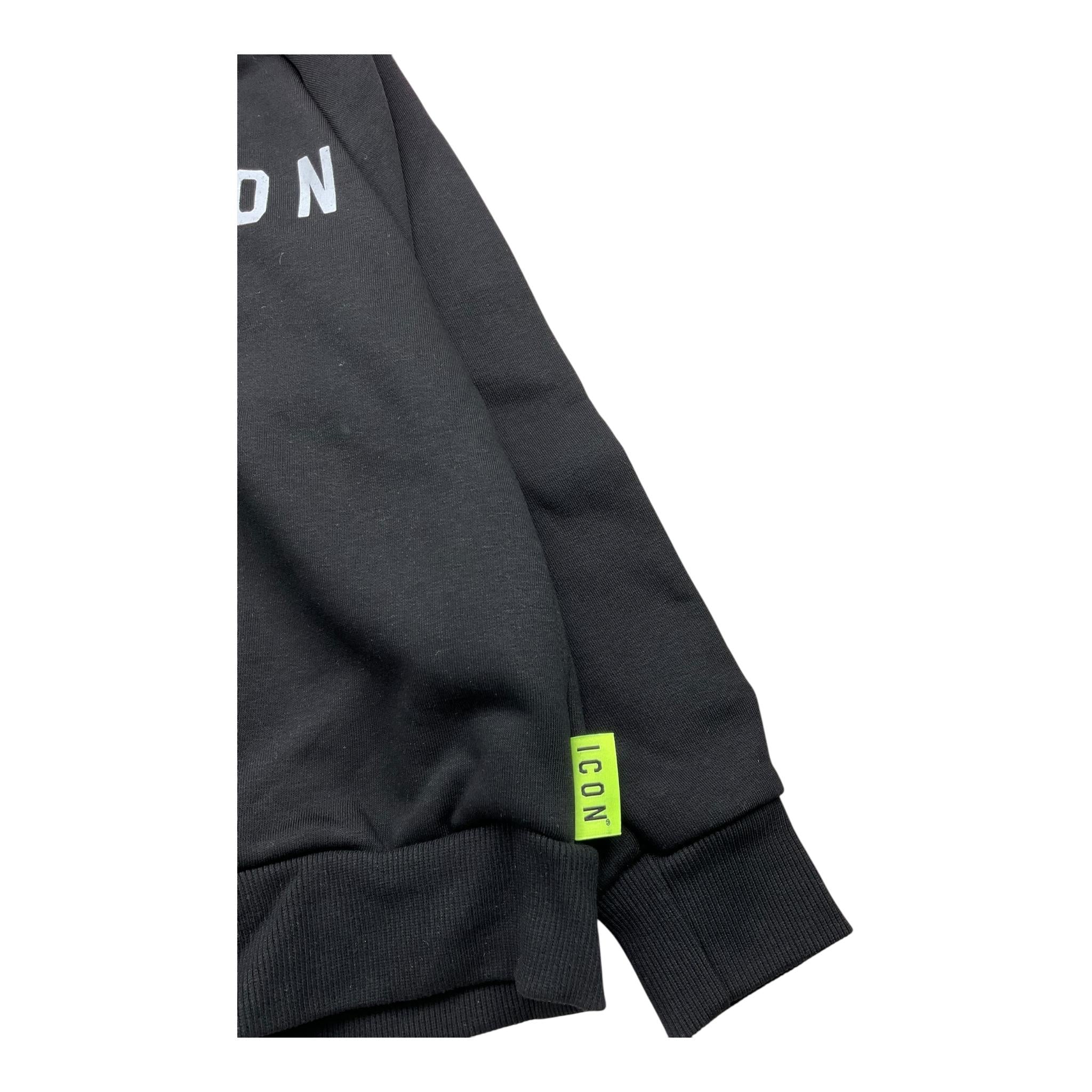 ICON felpa con zip e cappuccio tinta unita cn logo Nero per Bambino IBSW00324 NERO ICON