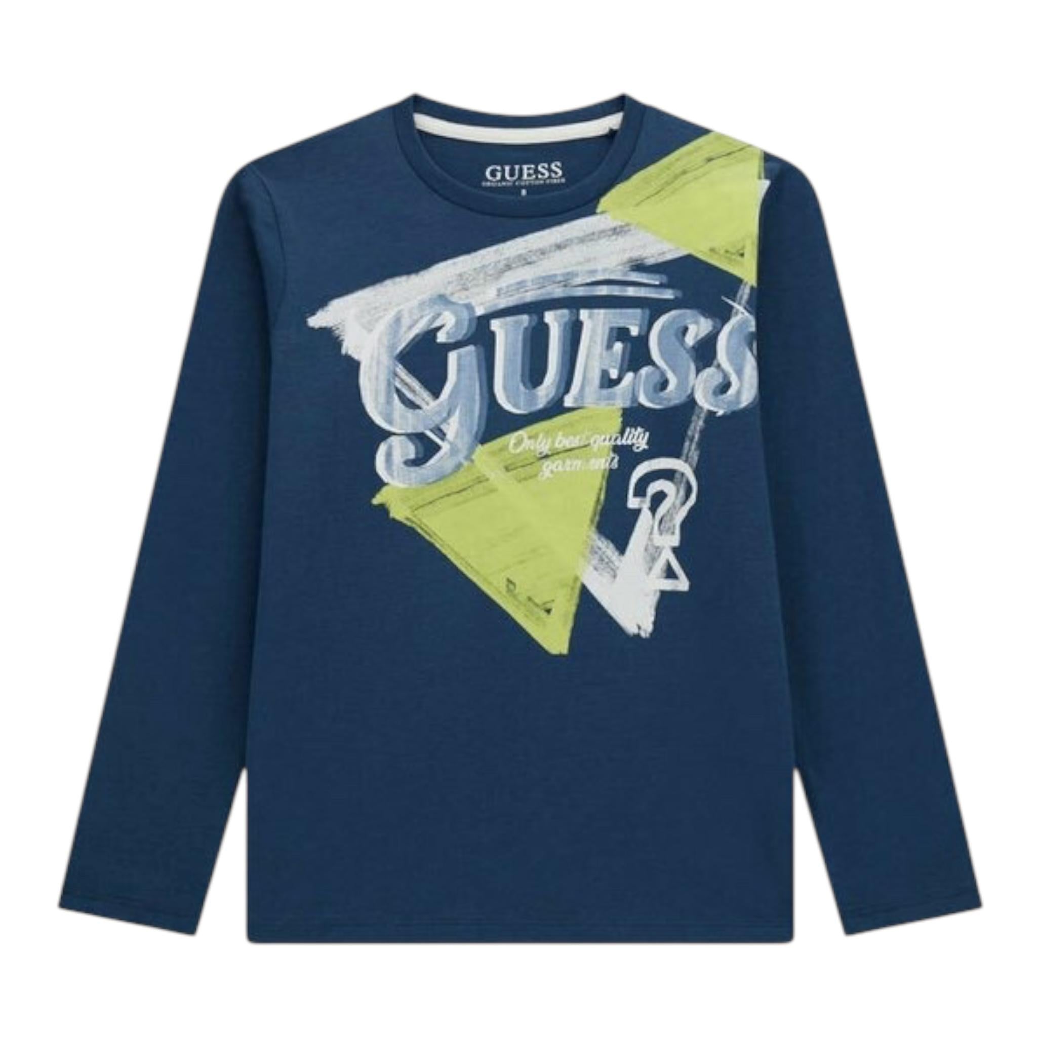 GUESS shirt girocollo tinta unita cn stampa in contrasto Blu per Bambino L4BI28I3X14 BLU GUESS