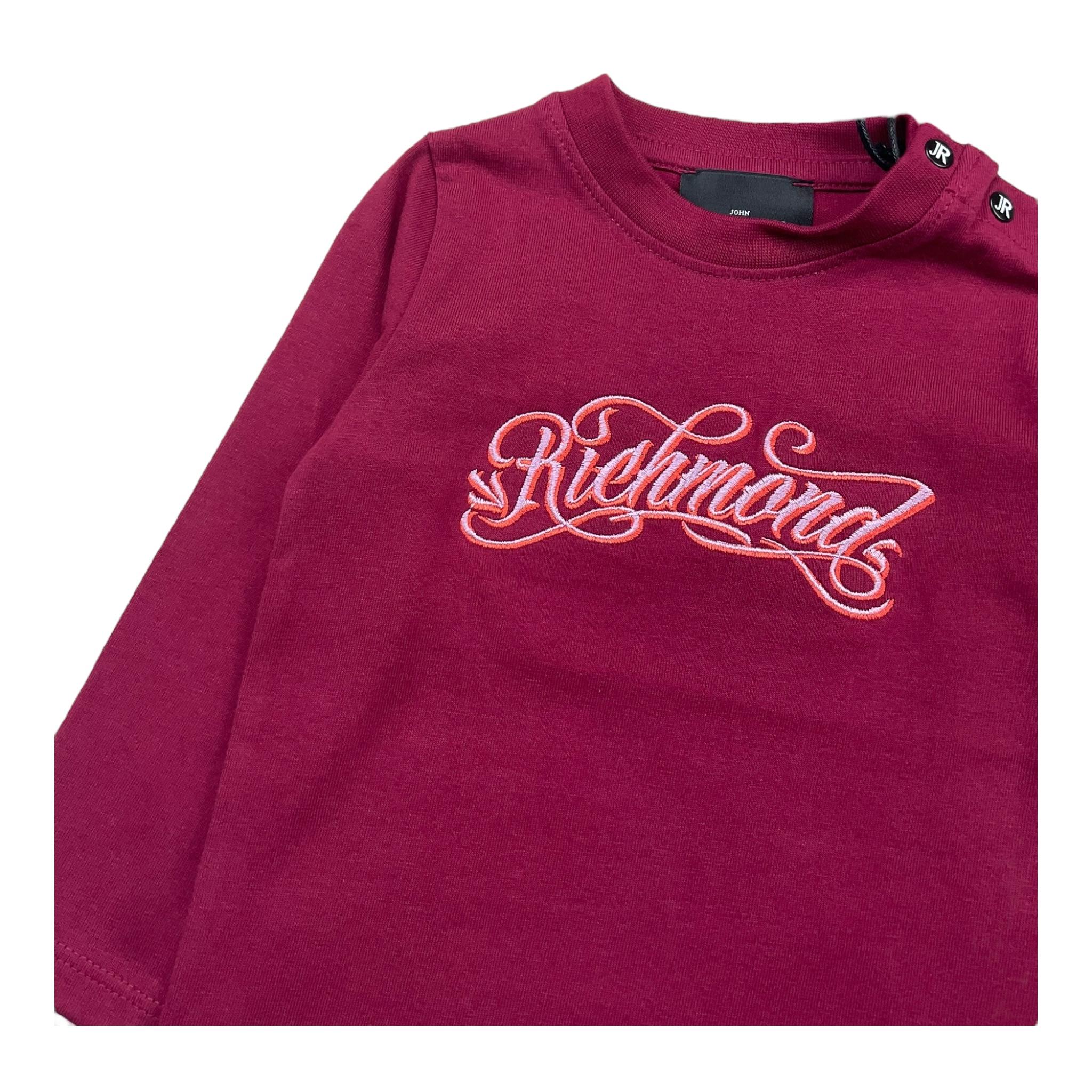 JOHN RICHMOND shirt girocollo tinta unita con stampa Bordeaux per Neonata RIA25066TS BORDEUAX JOHN RICHMOND
