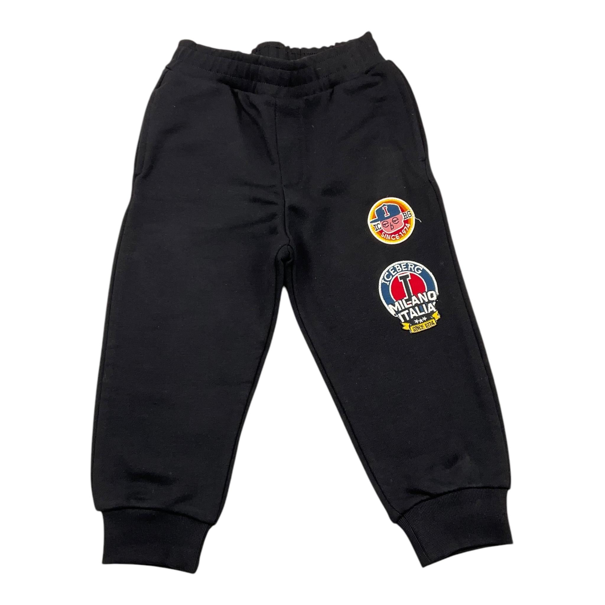 ICEBERG pantalone tuta tinta unita con ricami Nero per Neonato PFICE5311B NERO ICEBERG