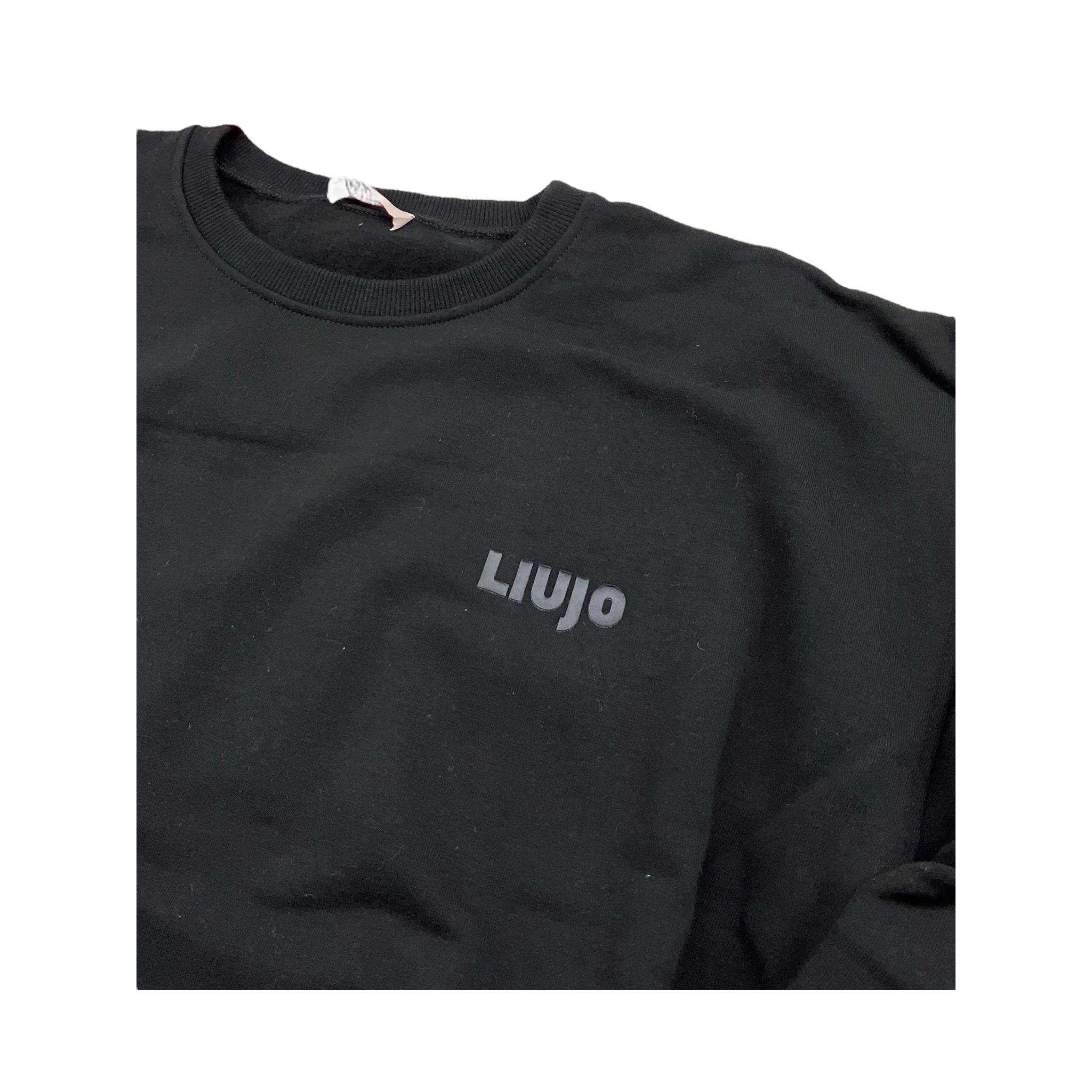 LIU JO felpa chiusa girocollo tinta unita con stampa Nero per Bambina GF4067XX NERO LIU JO