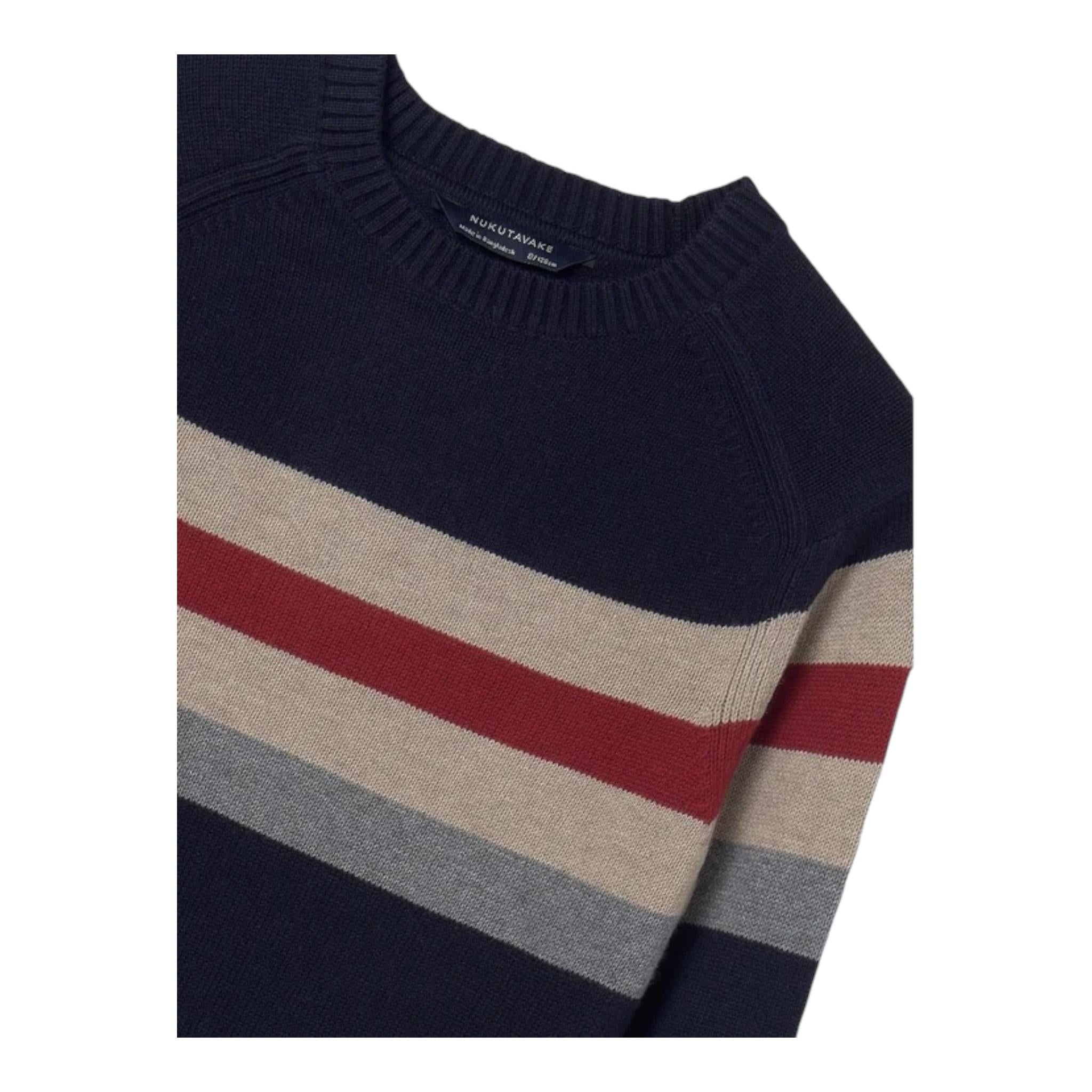 NUKUTAVAKE maglia tricolore con fantasia a righe girocollo Blu notte per Bambino 7393 BLU NOTTE NUKUTAVAKE