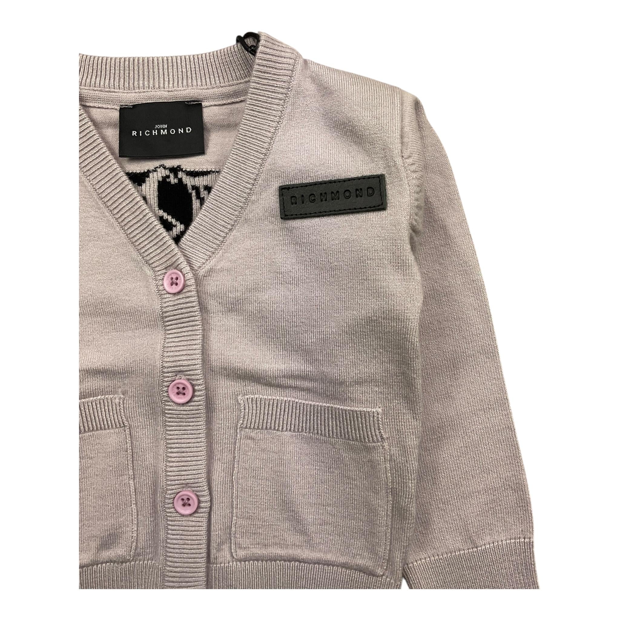 JOHN RICHMOND cardigan tinta unita con stampa Fango per Neonata RIA25023CD FANGO JOHN RICHMOND