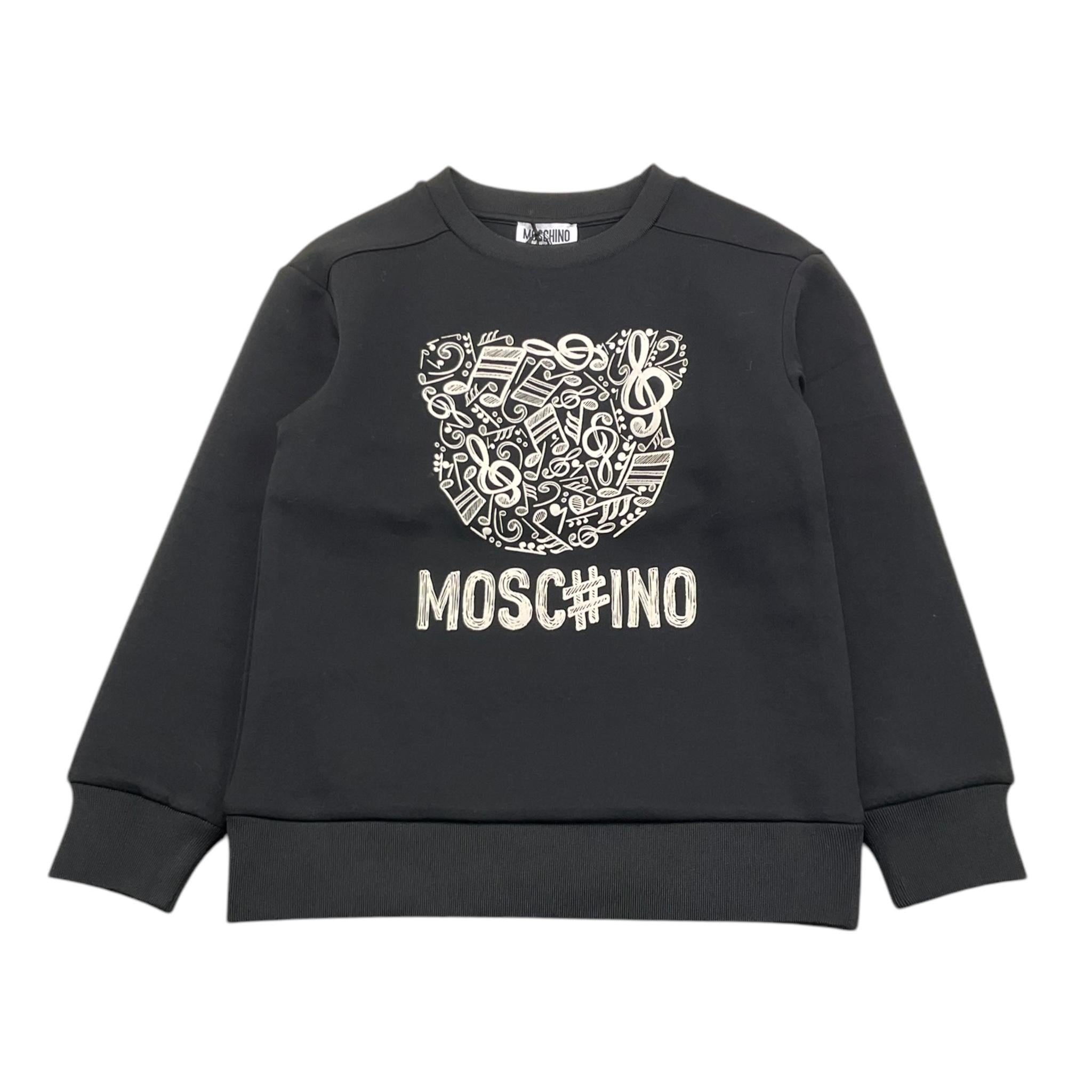 MOSCHINO felpa girocollo tinta unita con stampa Nero per Bambina HMF099 NERO MOSCHINO