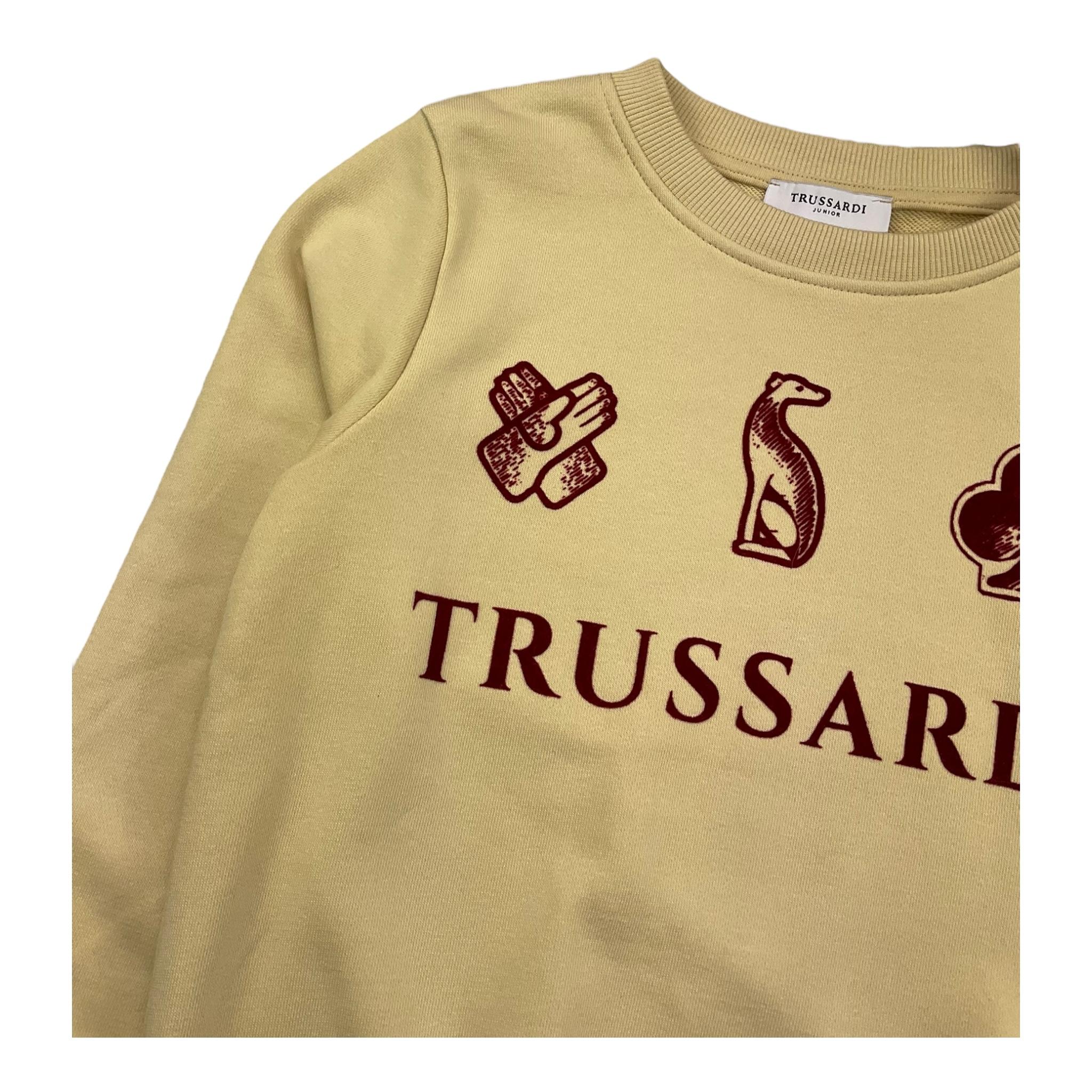 TRUSSARDI felpa chiusa girocoll tinta unita con stampe in contrasto Panna per Bambino TBA25017 PANNA TRUSSARDI