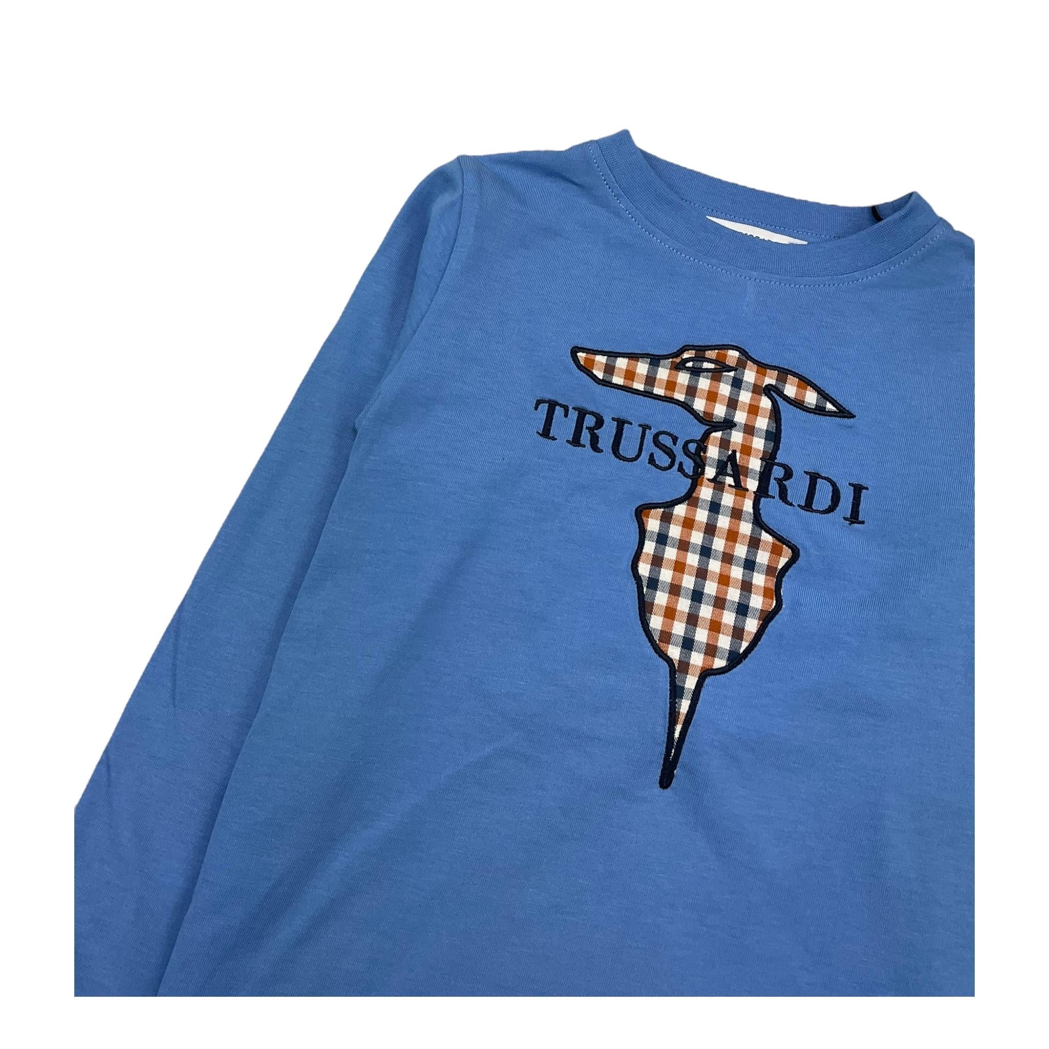TRUSSARDI shirt girocollo tinta unita con stampa logo Azzurro per Bambino TBA25016 AZZURRO TRUSSARDI