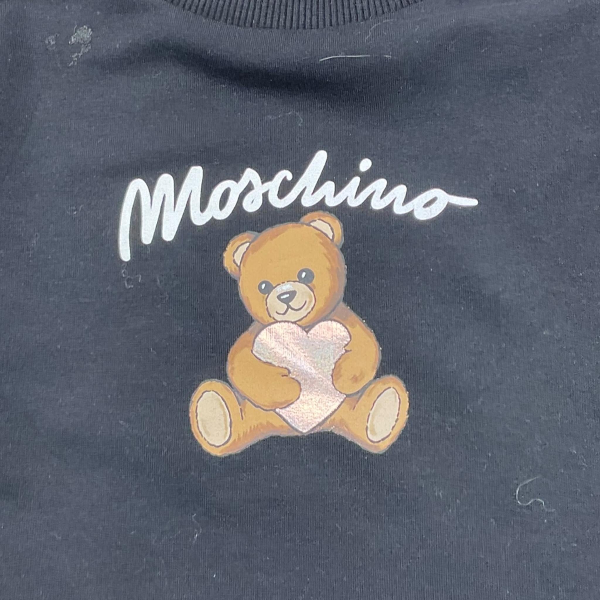 MOSCHINO felpa tinta unita girocollo con stampa Nero per Bambina HDF06E NERO MOSCHINO