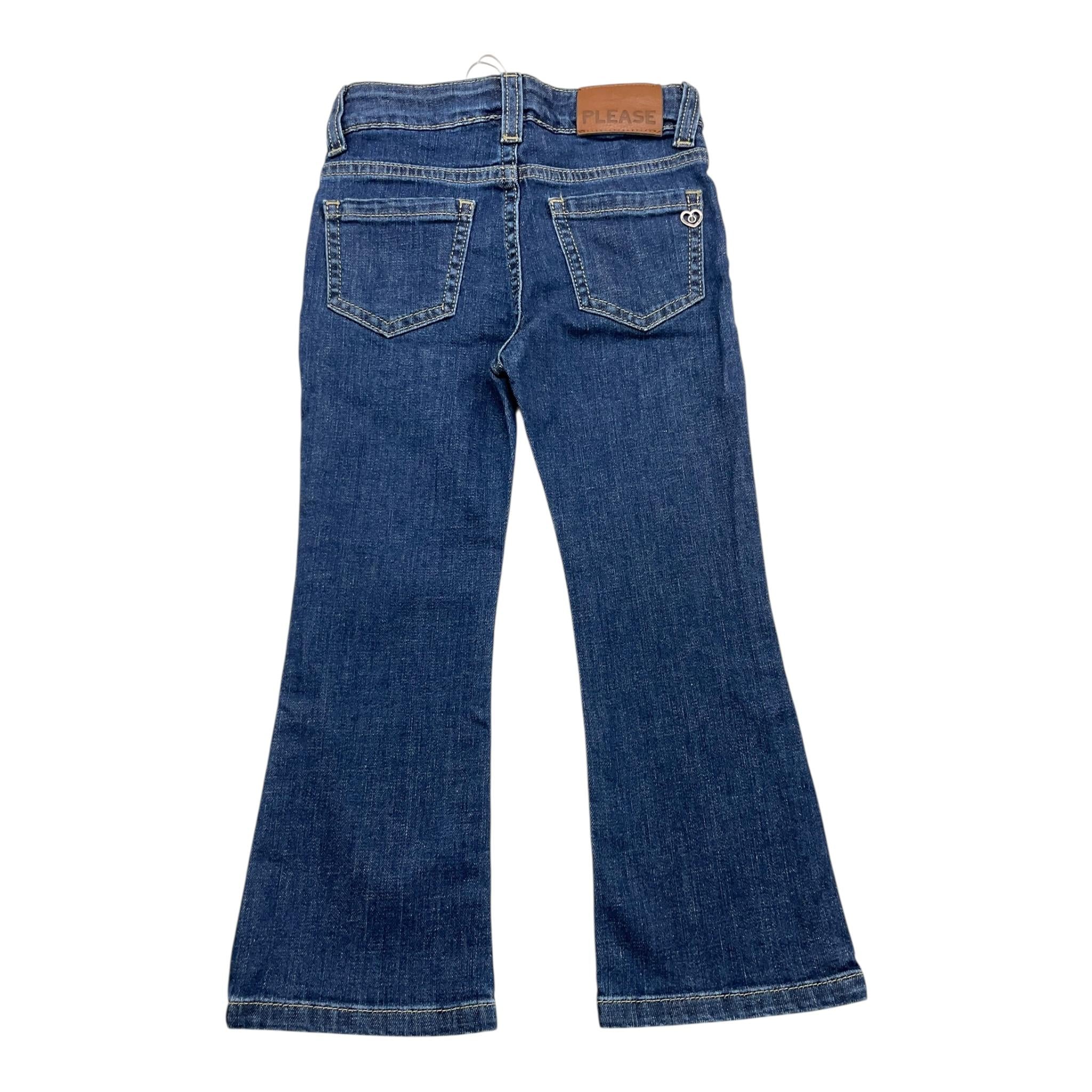 PLEASE jeans tinta unita con girovita regolabile modello zampa Blu per Bambina PE99012G65 BLU PLEASE