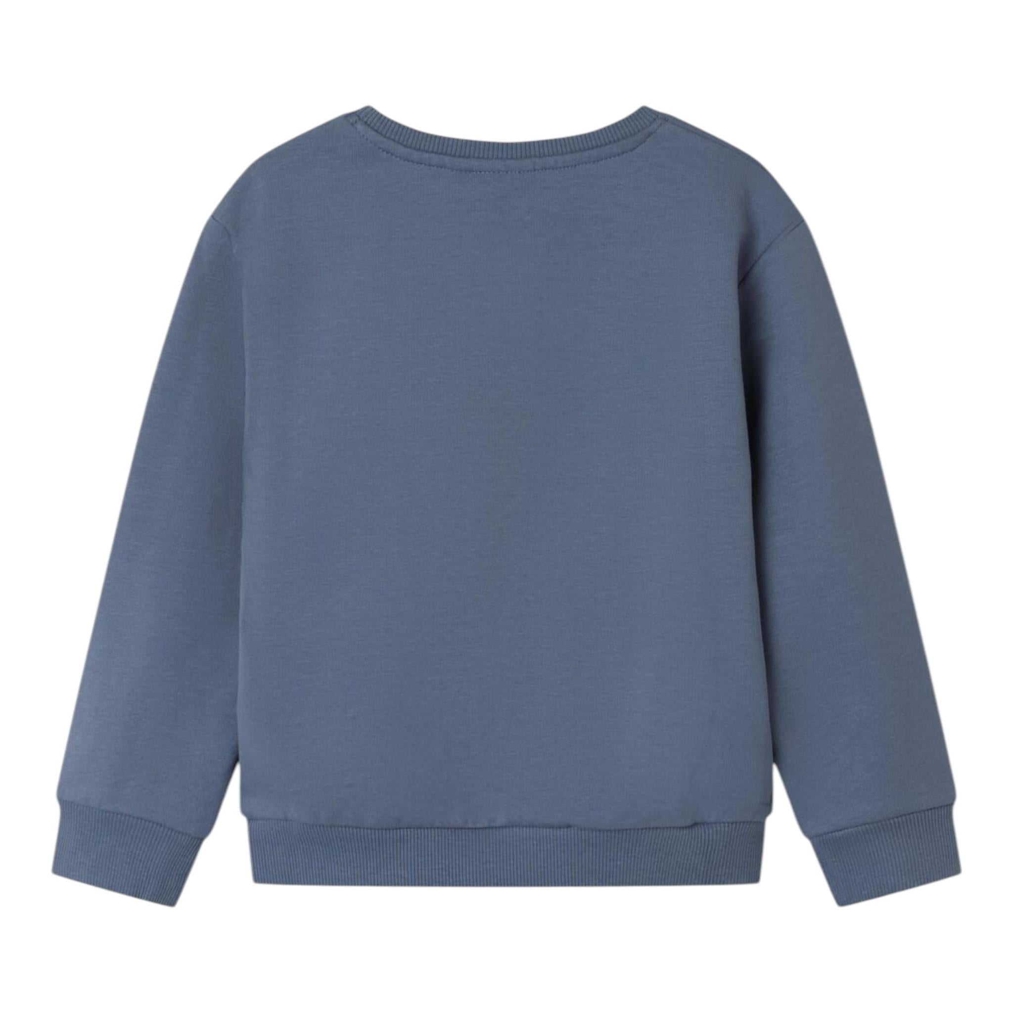 NAME.IT felpa chiusa girocollo tinta unita con stampa in contrasto Blu per Bambino 13236357 BLU NAME.IT