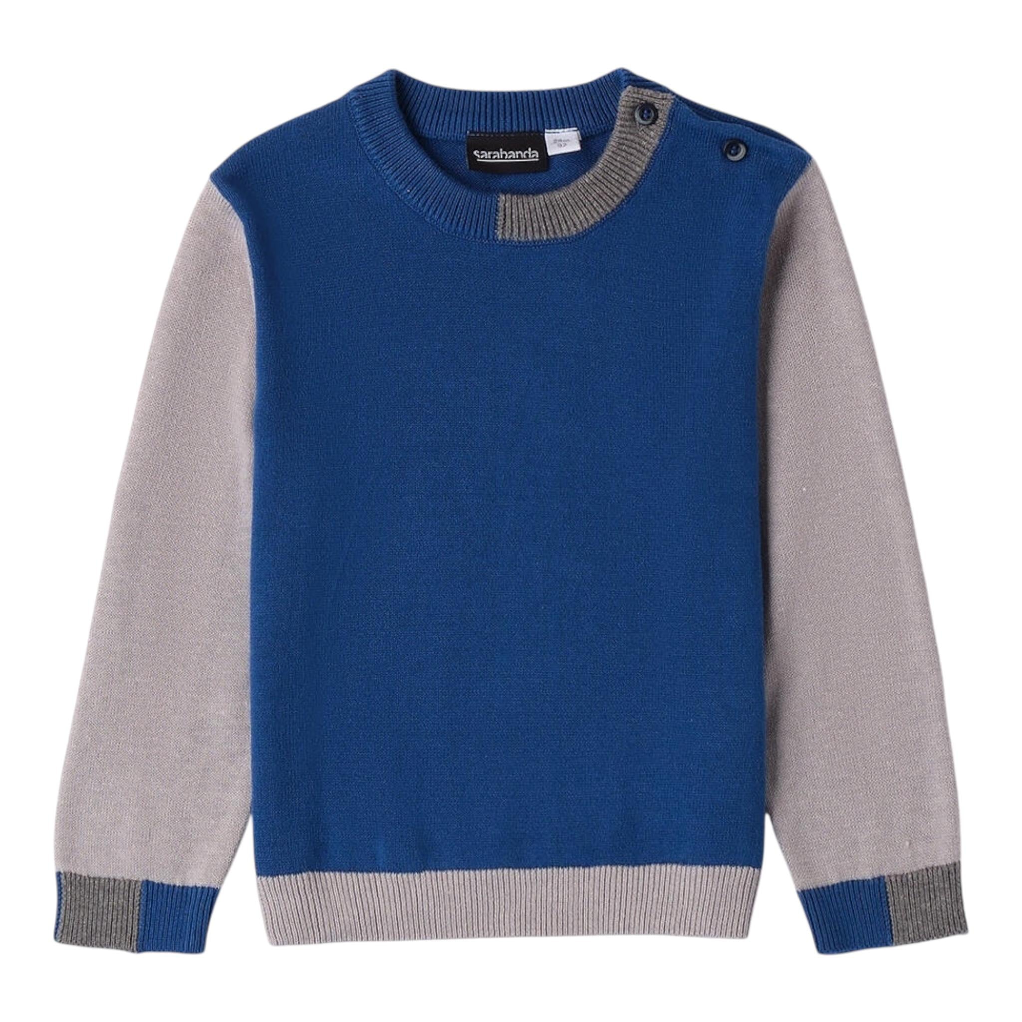 SARABANDA maglia girocollo tinta unita con maniche in contrasto Blu per Neonato 0A105N BLU SARABANDA