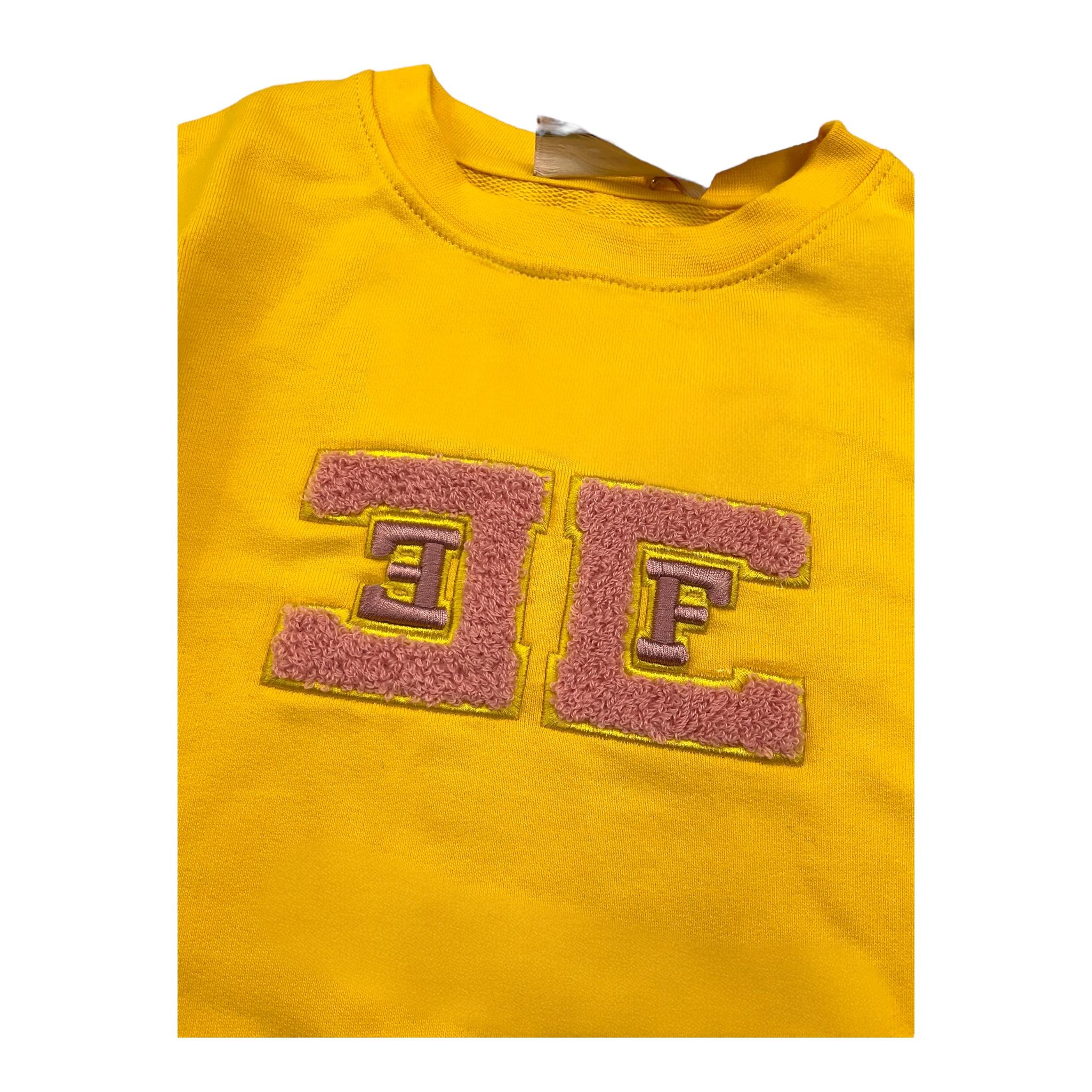 ELISABETTA FRANCHI felpa chiusa girocollo tinta unita con logo Giallo per Bambina EFFE132 GIALLO ELISABETTA FRANCHI