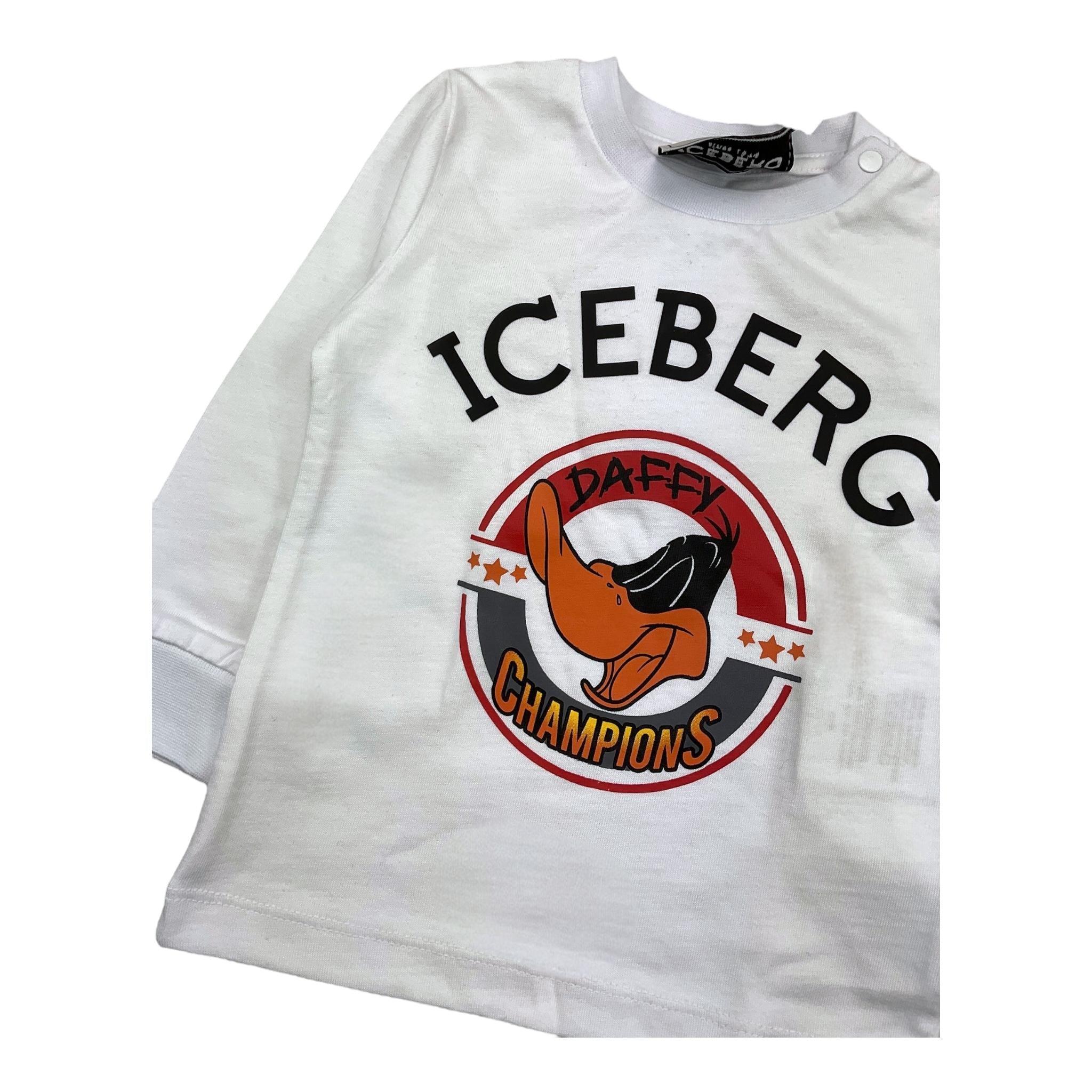 ICEBERG shirt girocollo tinta unita con stampa in contrasto Bianco per Neonato TSICE5328B BIANCO ICEBERG