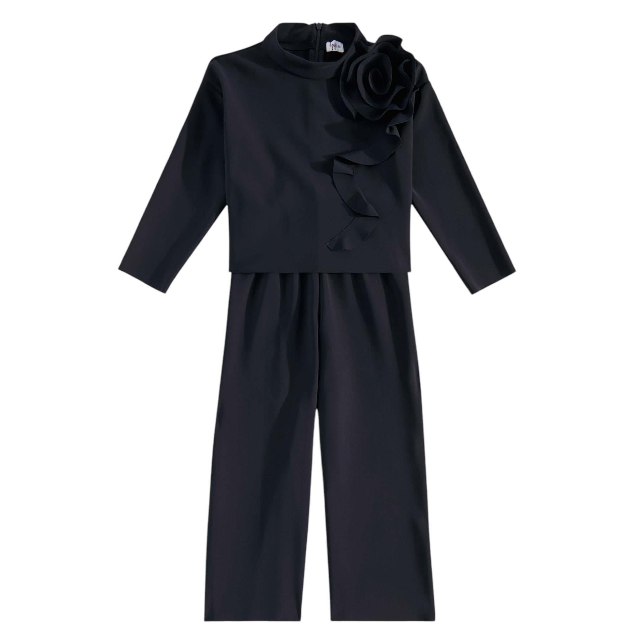 IL GUFO completo 2 pezzi camicia-pantalone tinta unita Blu per Bambina A24DP506N0057 BLU IL GUFO