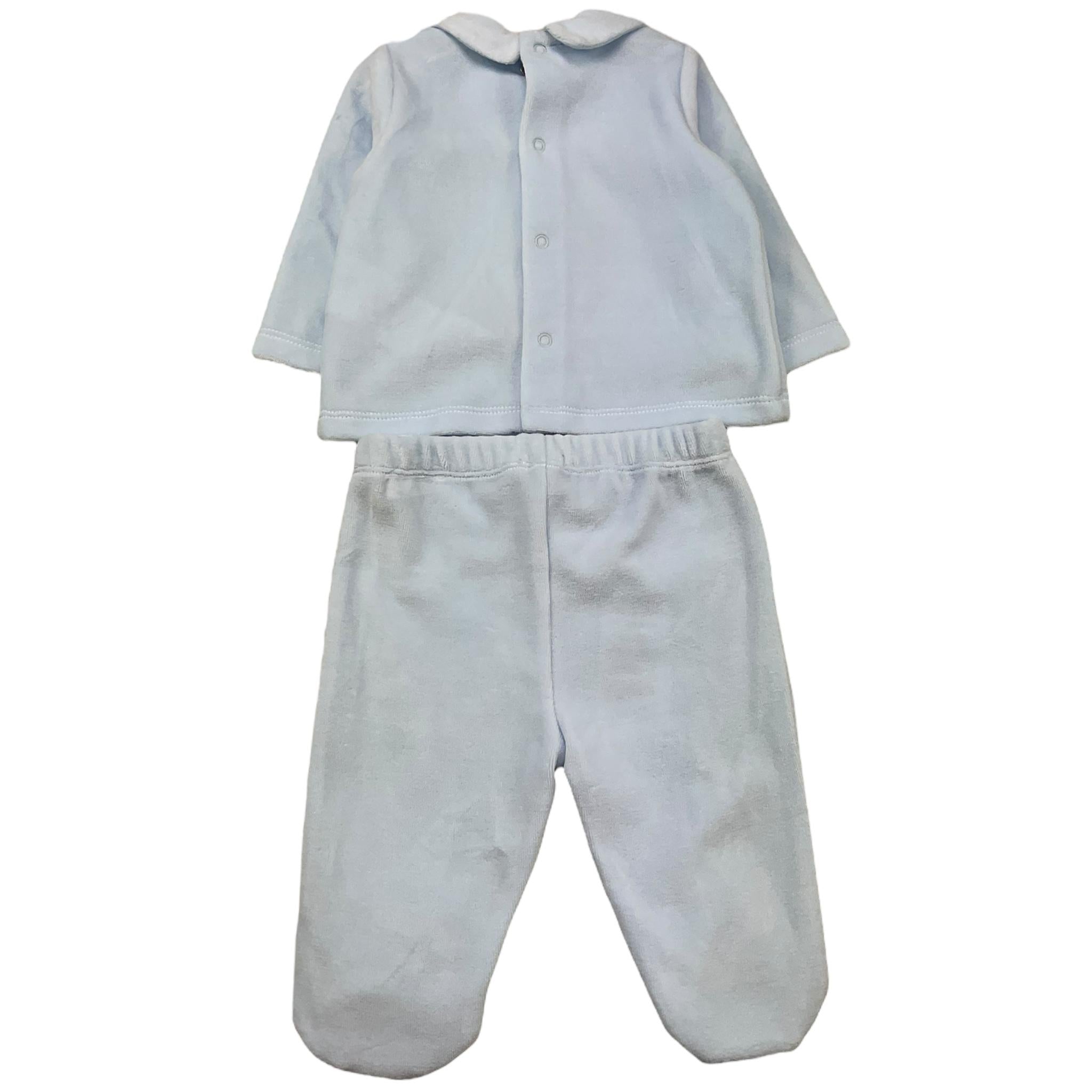 LE BEBE' completo 2 pezzi shirt-ghettina tinta unita in ciniglia Azzurro per Neonato LBB5075 AZZURRO LE BEBE'
