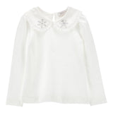 MONNALISA shirt tinta unita con colletto e applicazioni Bianco per Neonata 11D627 BIANCO MONNALISA