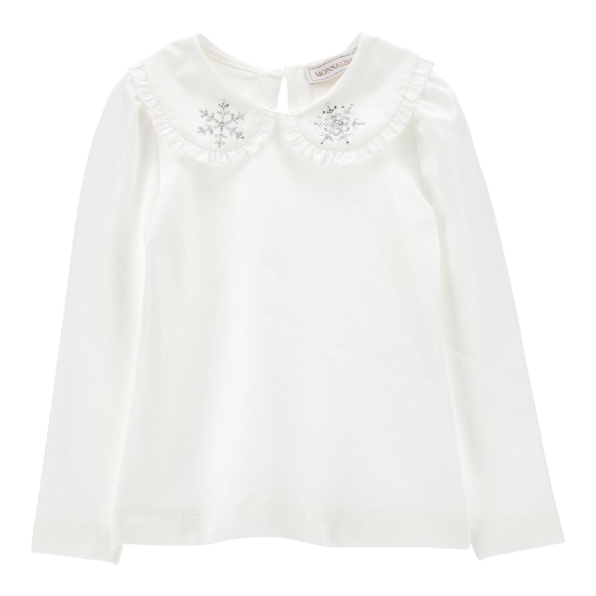 MONNALISA shirt tinta unita con colletto e applicazioni Bianco per Neonata 11D627 BIANCO MONNALISA