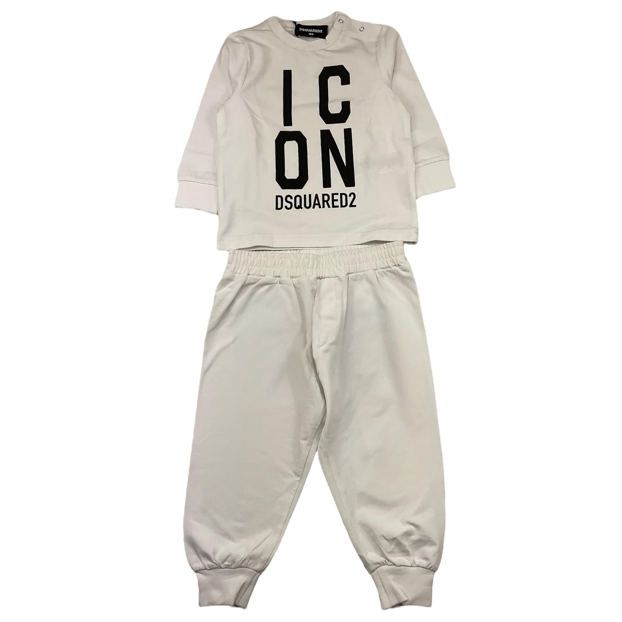 DSQUARED2 completo 2 pezzi shirt-pantalone tuta tinta unita Bianco per Neonato DQ2059 BIANCO DSQUARED2