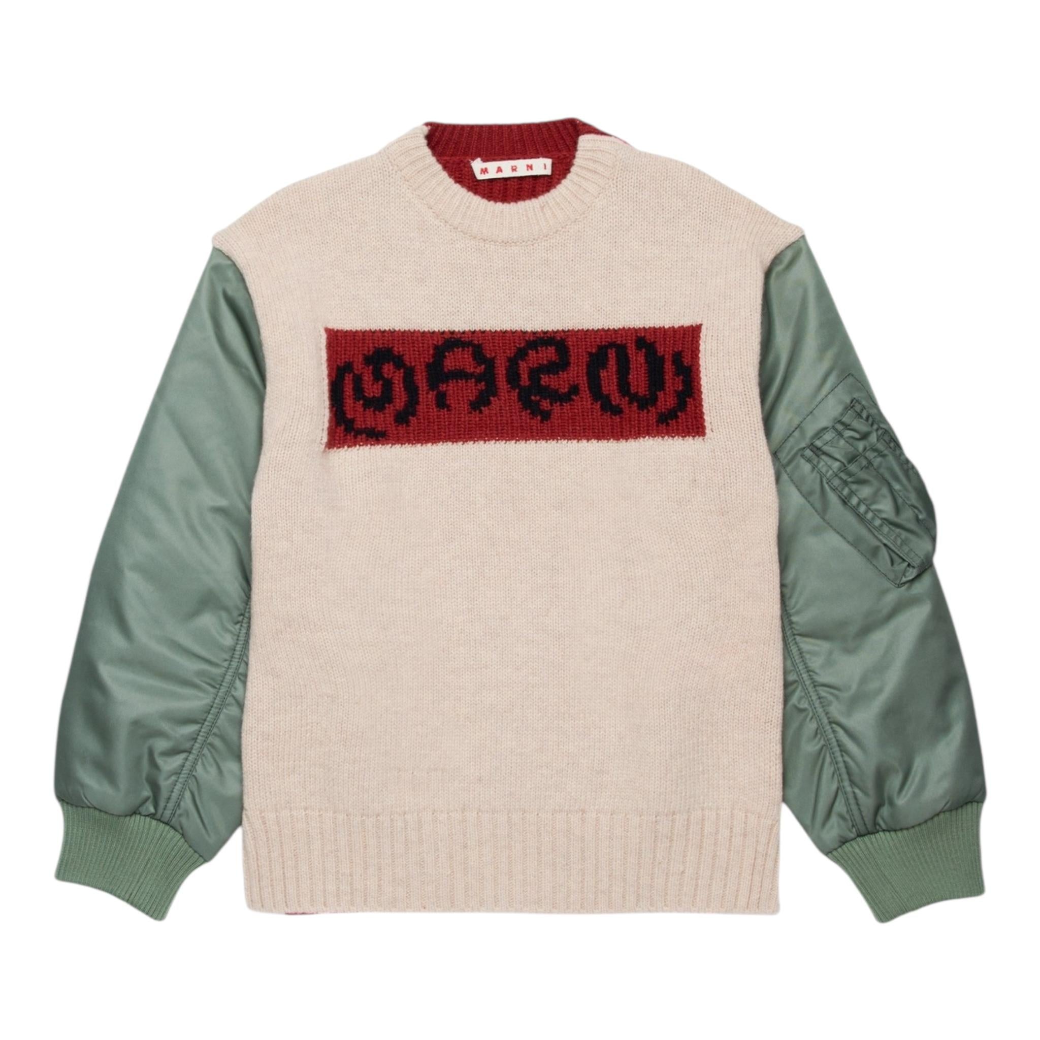 MARNI maglia girocollo bicolore con maniche in contrasto Beige per Bambino M01211 BEIGE MARNI