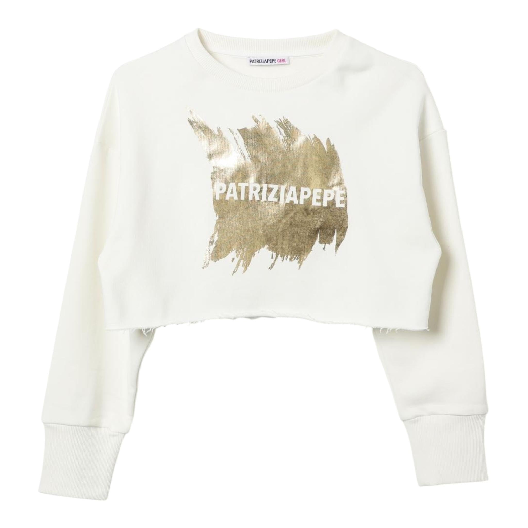 PATRIZIA PEPE felpa chiusa girocollo tinta unita cn logo Bianco per Bambina 7M0871 BIANCO PATRIZIA PEPE
