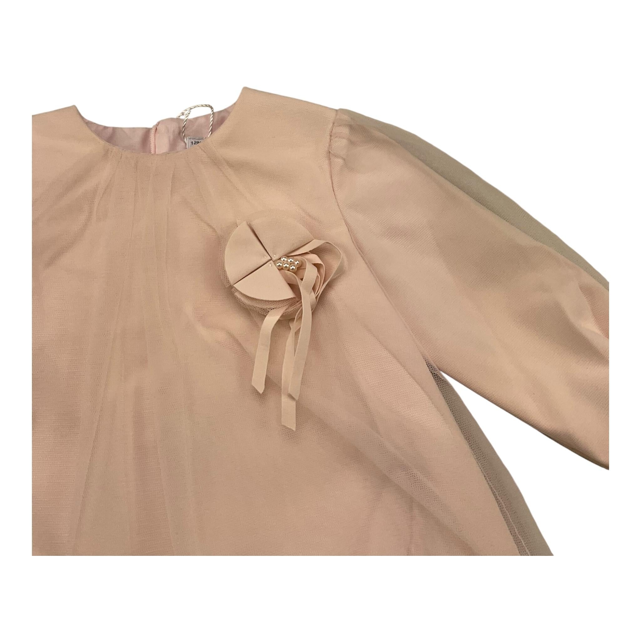 BARCELLINO abito manica lunga tinta unita con tulle Rosa per Neonata 115807 ROSA BARCELLINO