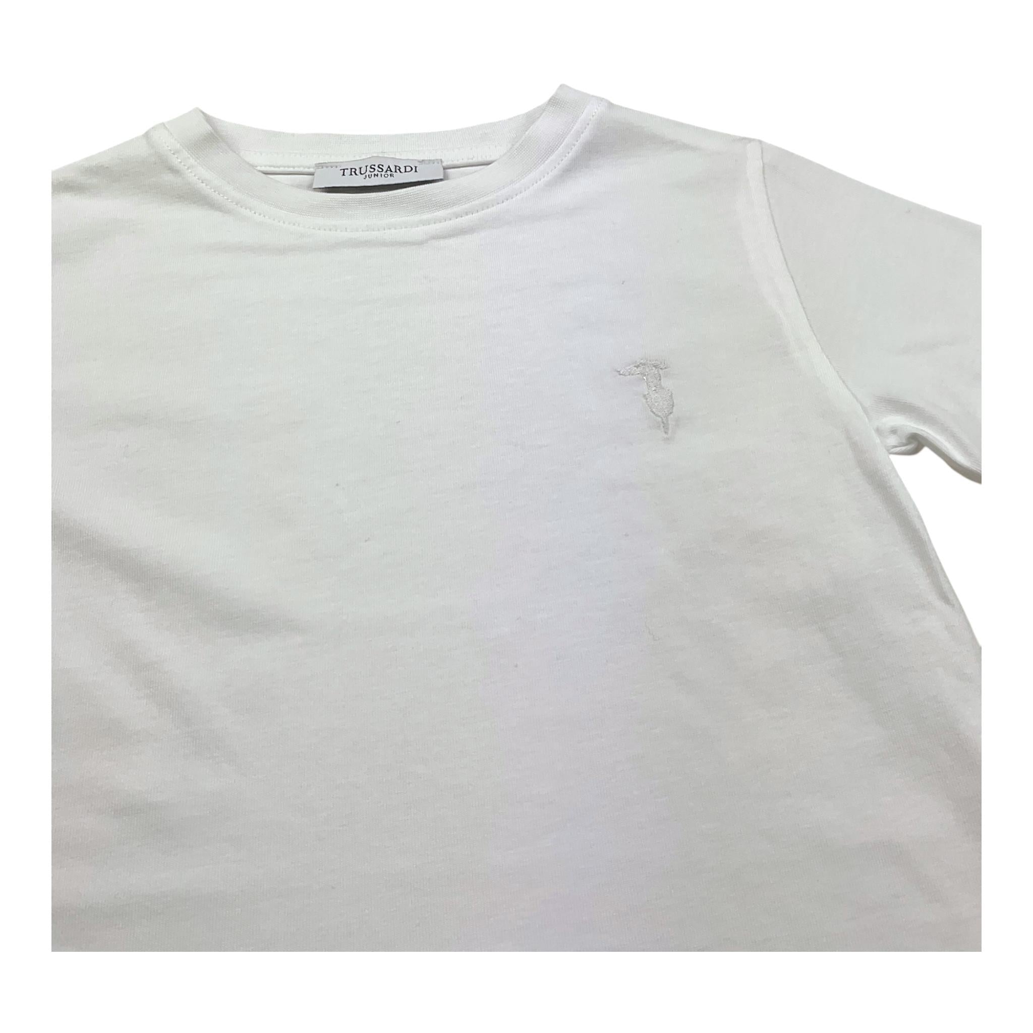 TRUSSARDI t-shirt girocoll tinta unita con stampa in contrasto Bianco per Bambino TBA25081TS BIANCO TRUSSARDI