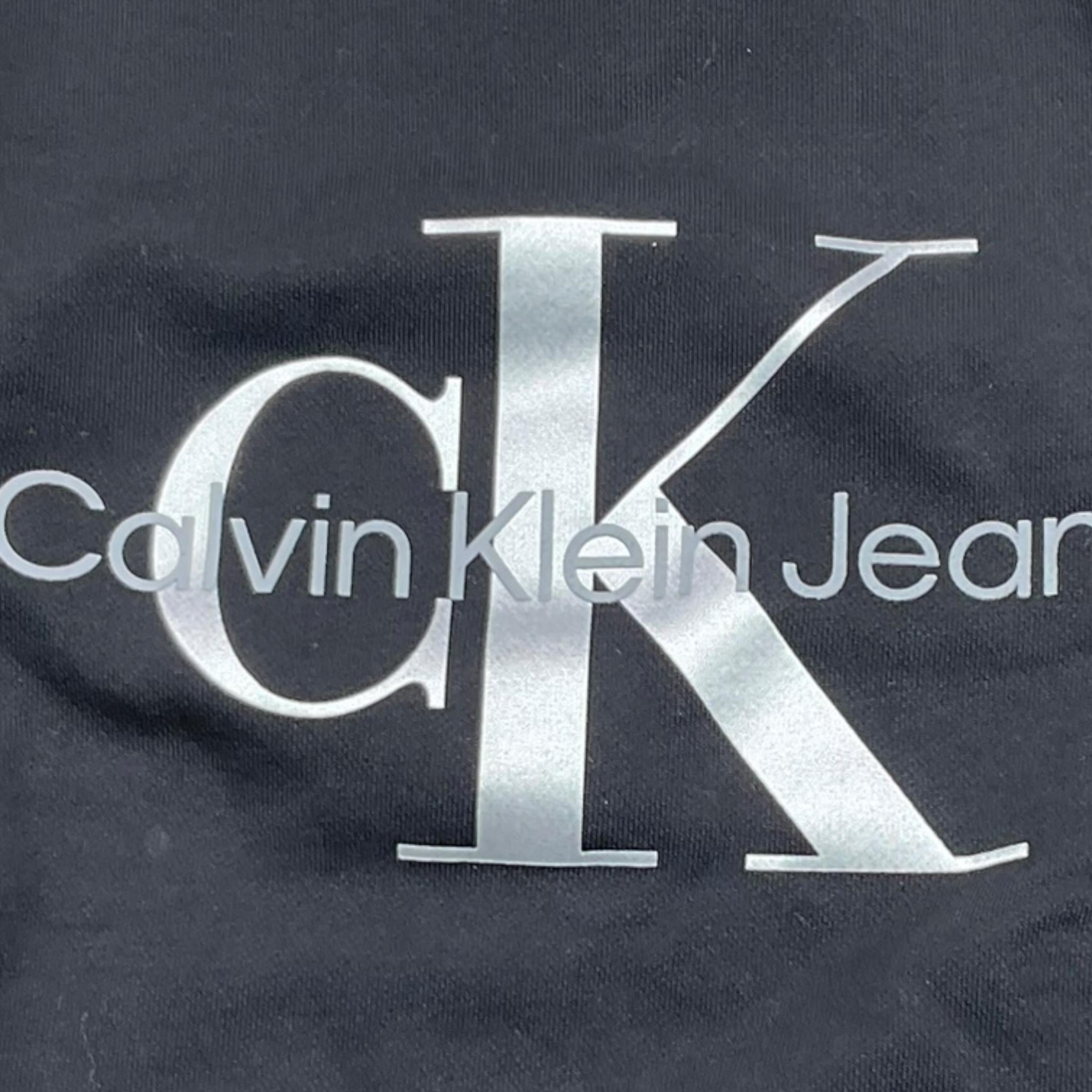 CALVIN KLEIN felpa girocollo tinta unita con stampa Nero per Bambino U00602K NERO CALVIN KLEIN
