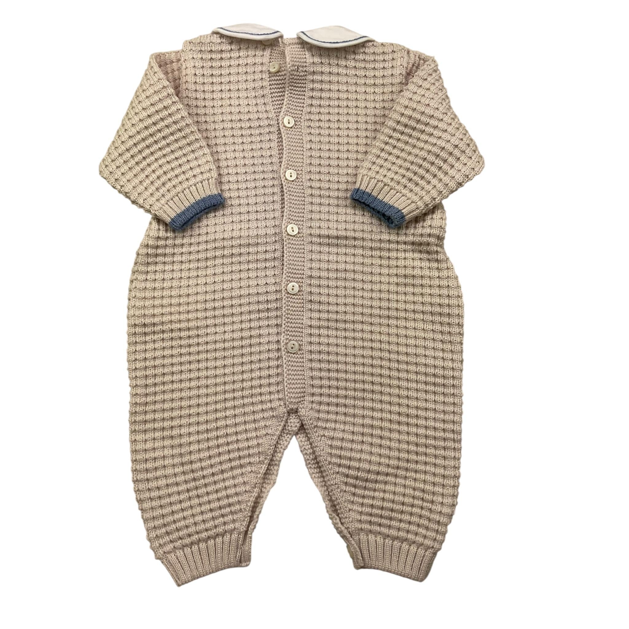 MARLU' tutina tinta unita in maglia con colletto Beige per Neonato IG6310 BEIGE MARLU'