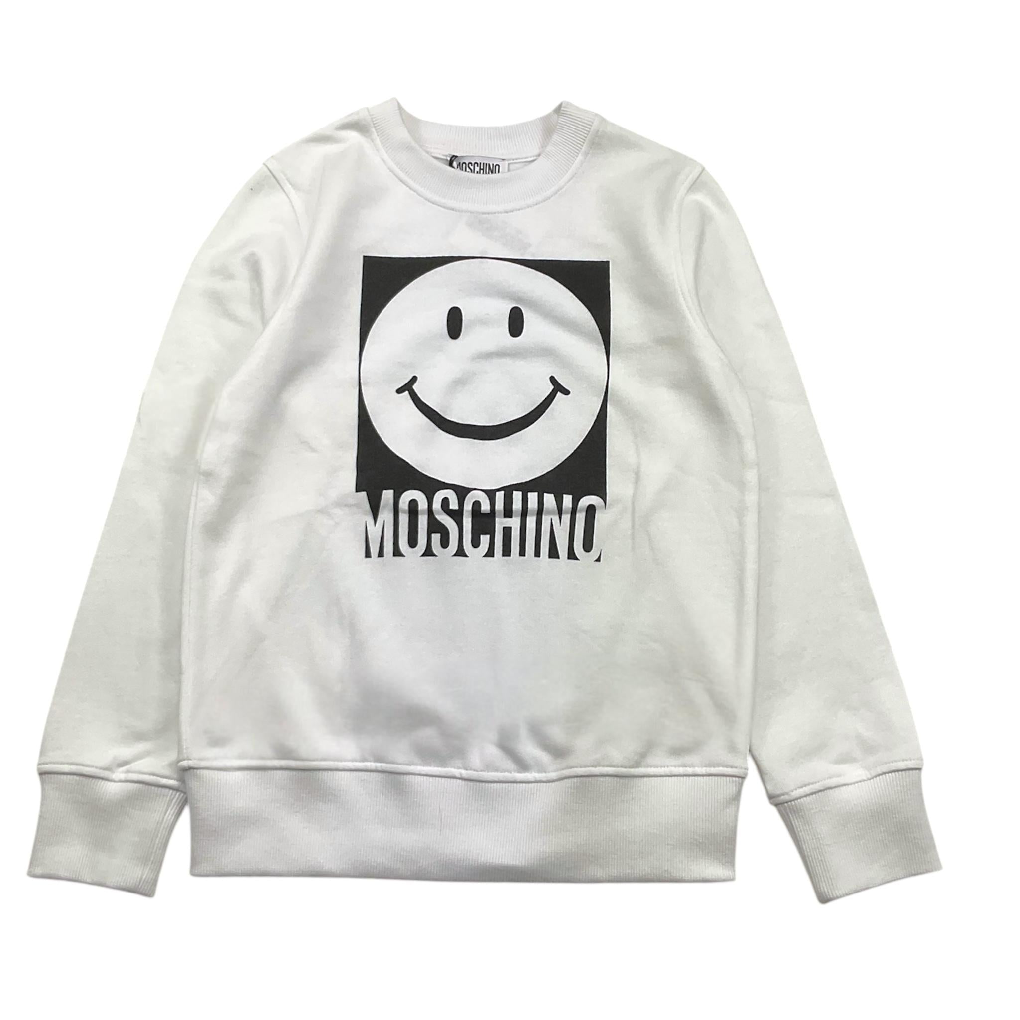 MOSCHINO felpa girocollo tinta unita con stampa Bianco per Bambino HSF08V BIANCO MOSCHINO