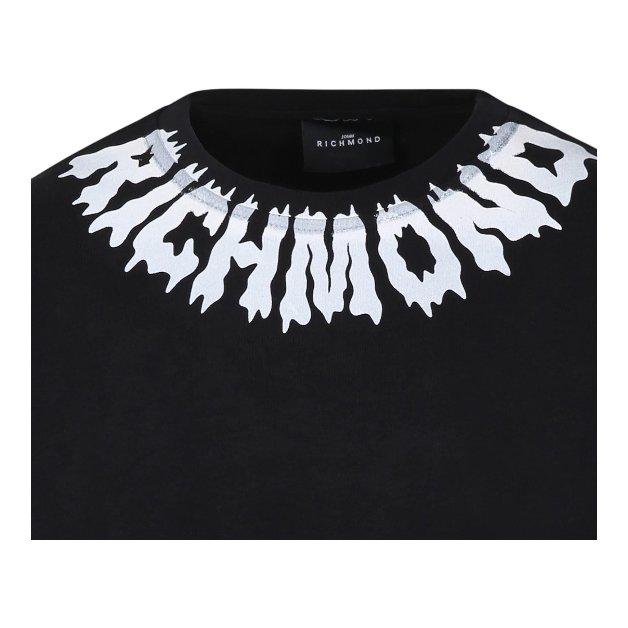 JOHN RICHMOND shirt girocollo tinta unita con stampa Nero per Bambino RBA24074TS NERO JOHN RICHMOND