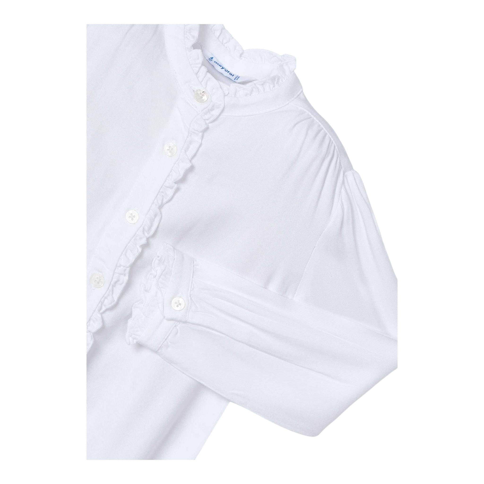 MAYORAL camicia manica lunga tinta unita con rouches Bianco per Bambina 4105X BIANCO MAYORAL