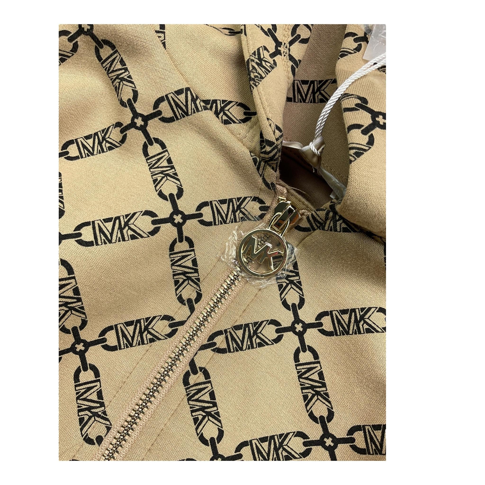 MICHAEL KORS felpa tinta unita logata con zip e cappuccio Beige per Bambina R30155X BEIGE MICHAEL KORS
