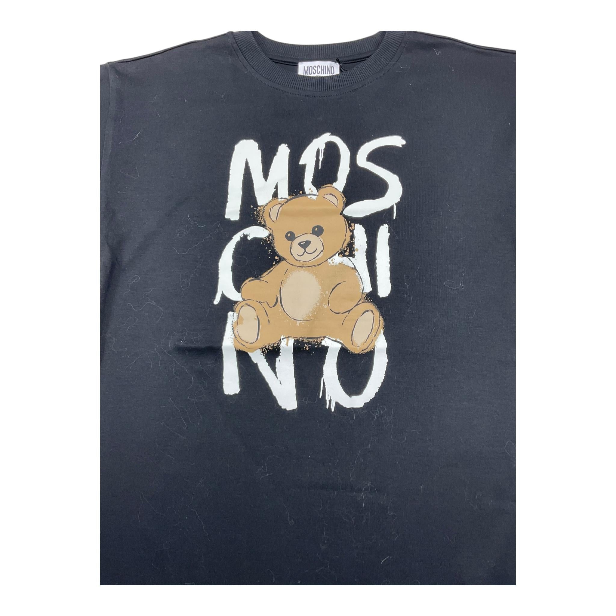 MOSCHINO abito tinta unita con stampa Nero per Bambina HAV0GL NERO MOSCHINO