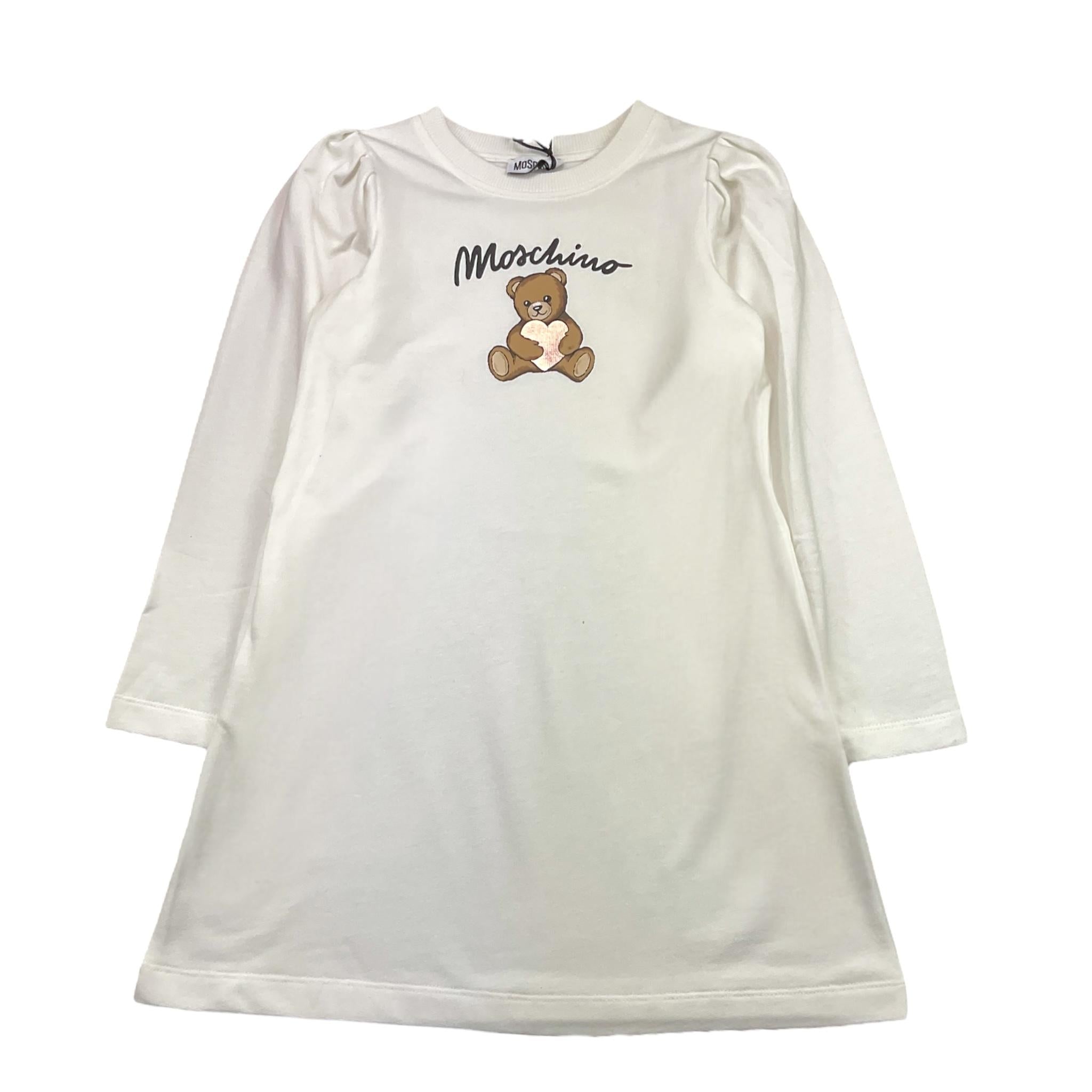 MOSCHINO abito felpa girocollo tinta unita con stampa Bianco per Bambina HBV0FC BIANCO MOSCHINO