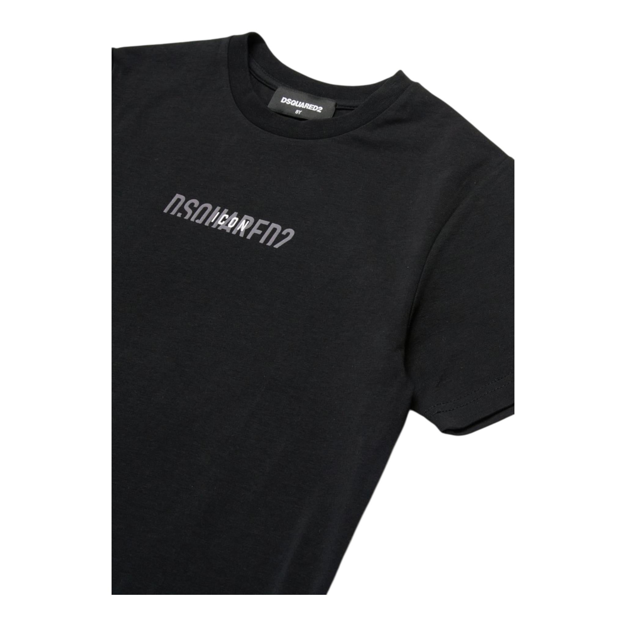 DSQUARED2 t-shirt girocollo tinta unita con logo Nero per Bambino DQ2652 NERO DSQUARED2